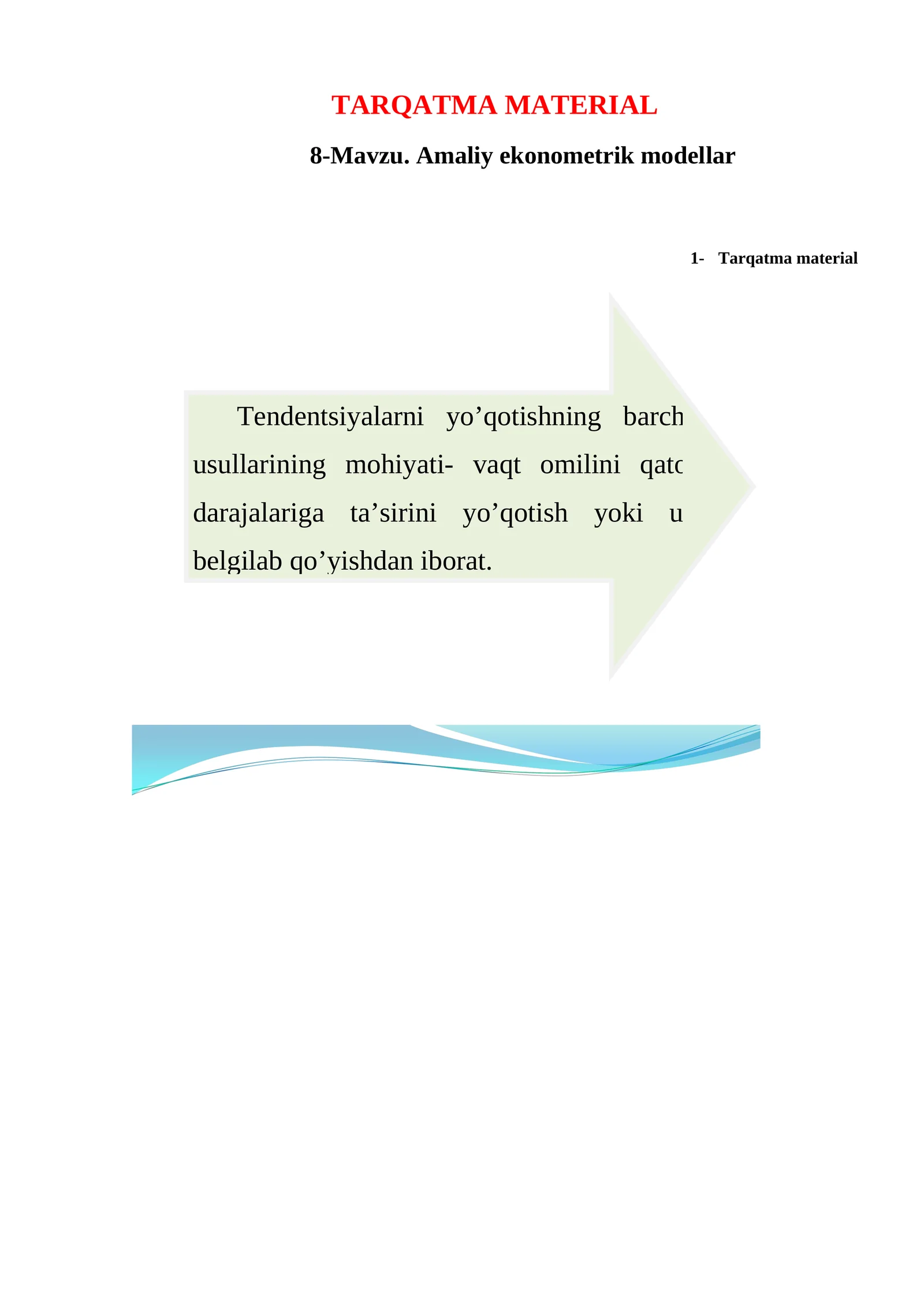 Amaliy ekonometrik modellar