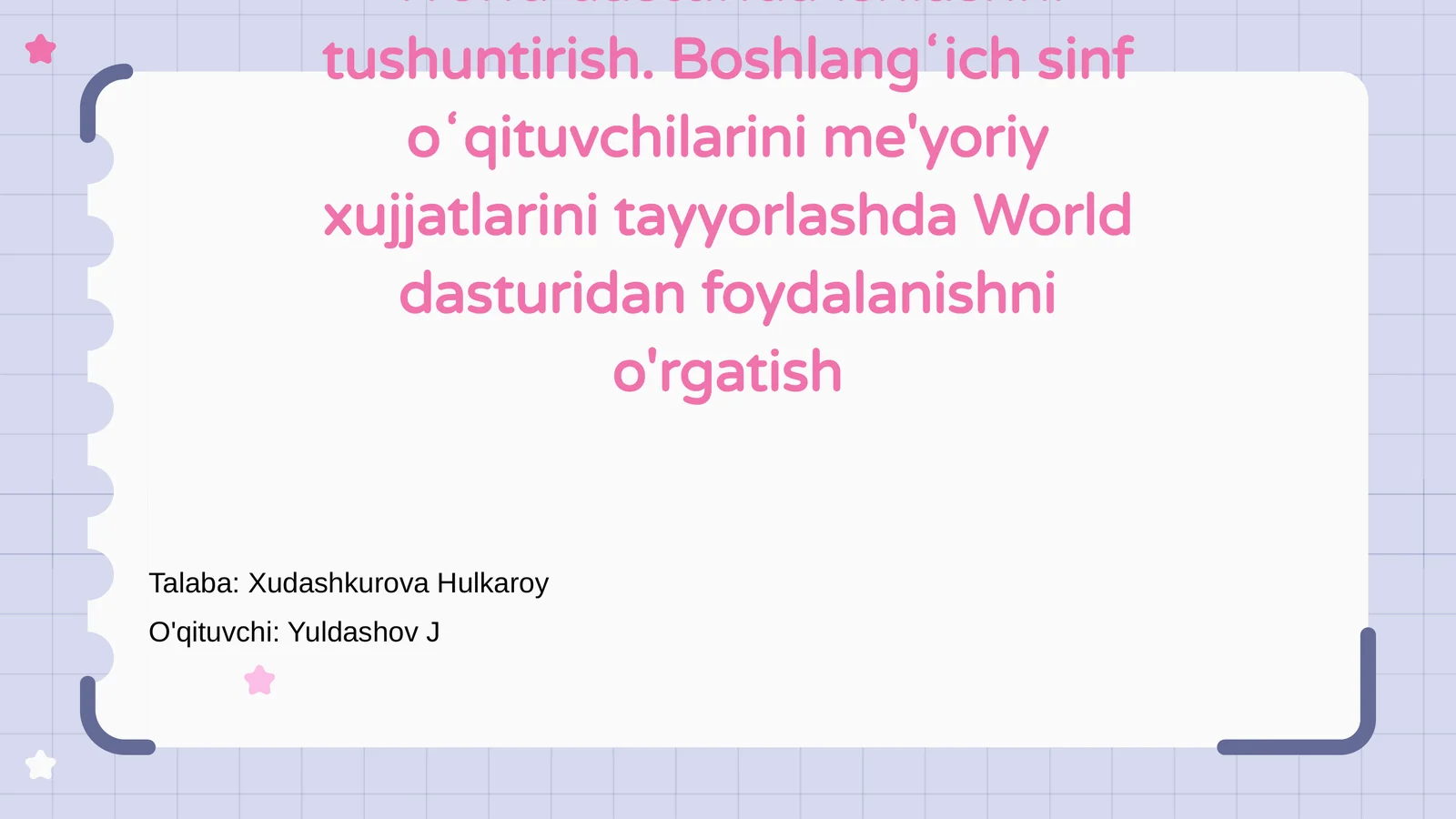 World dasturida ishlashni tushuntirish