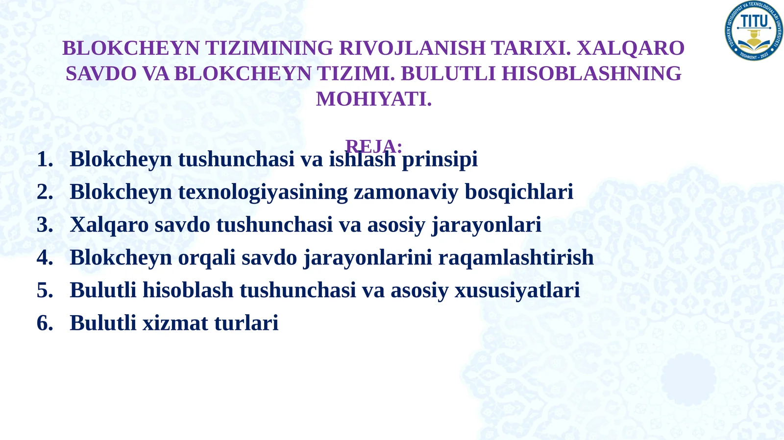 Blokcheyn tushunchasi va ishlash prinsipi