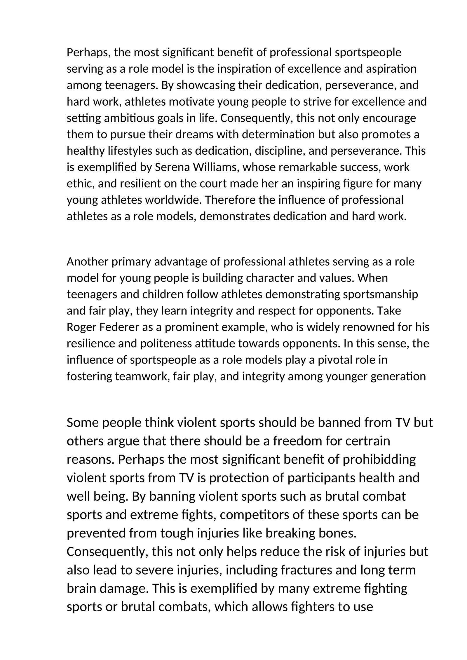 Professional Athletes as Role Models