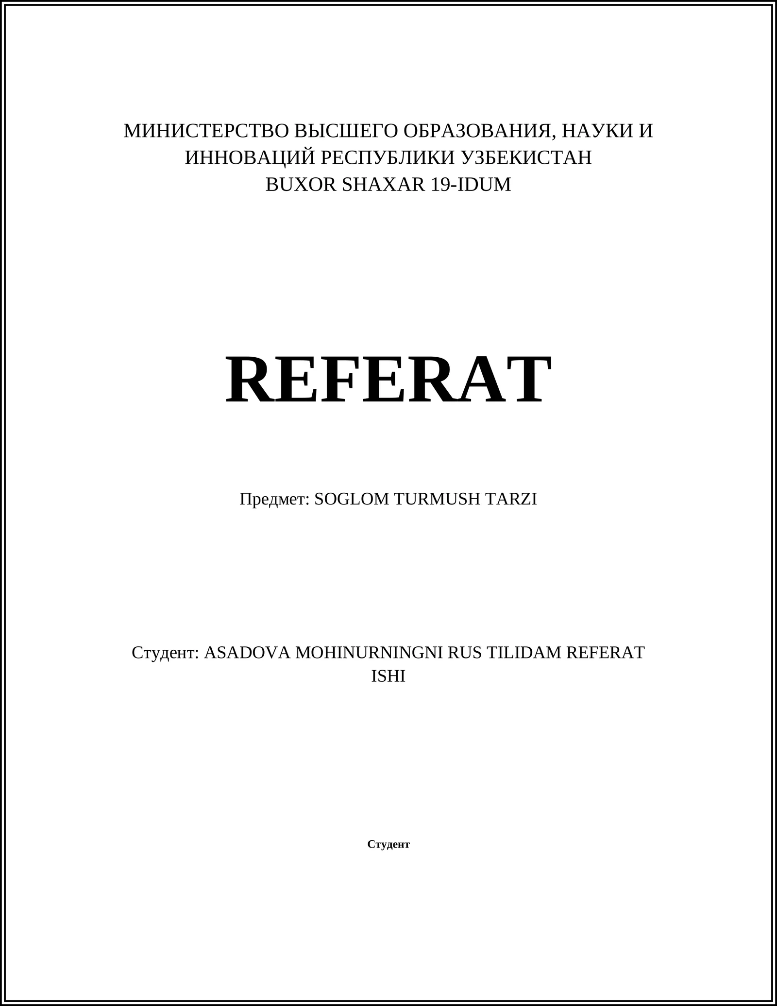 SOGLOM TURMUSH TARZI