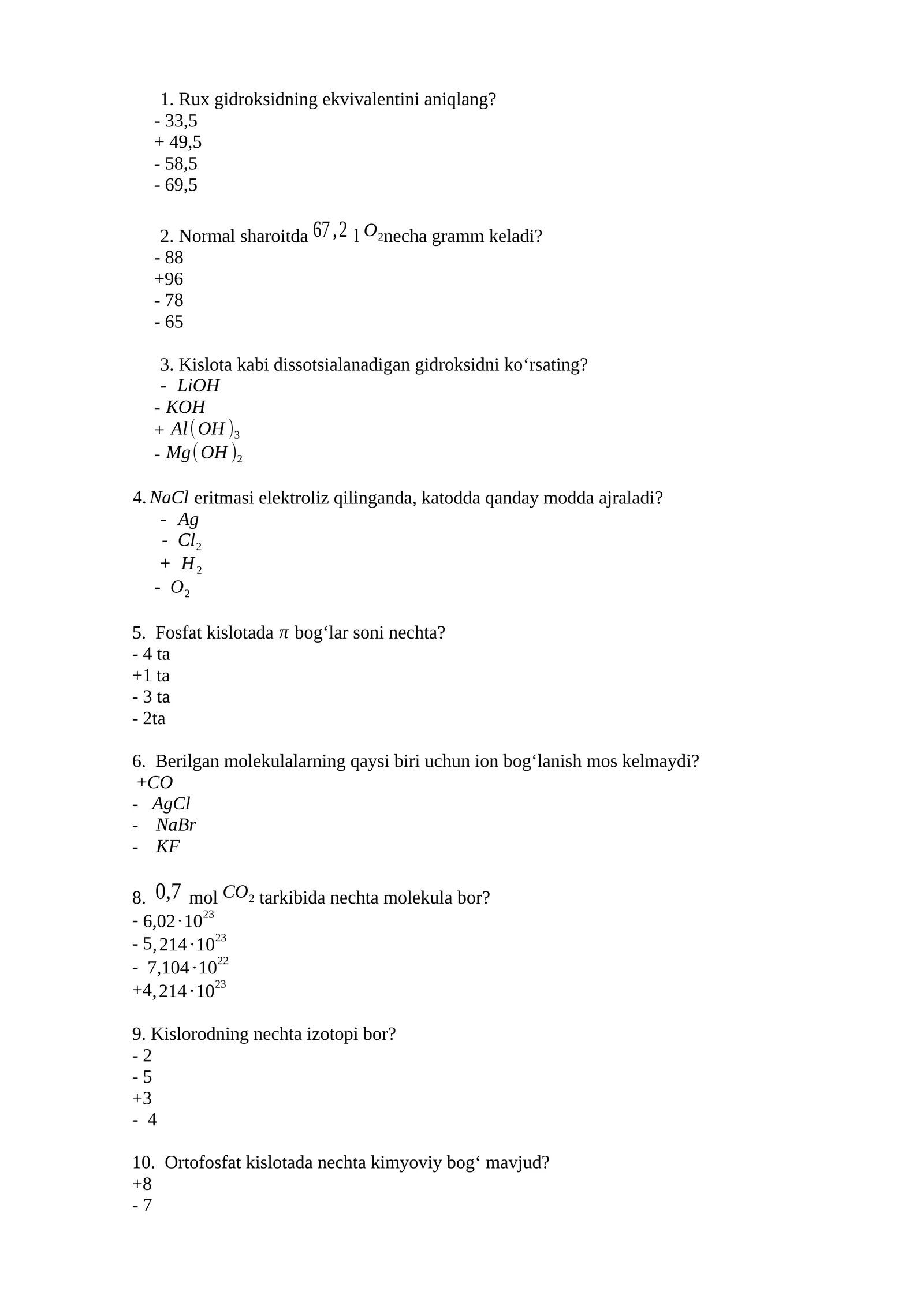 Rux gidroksidning ekvivаlеntini аniqlаng