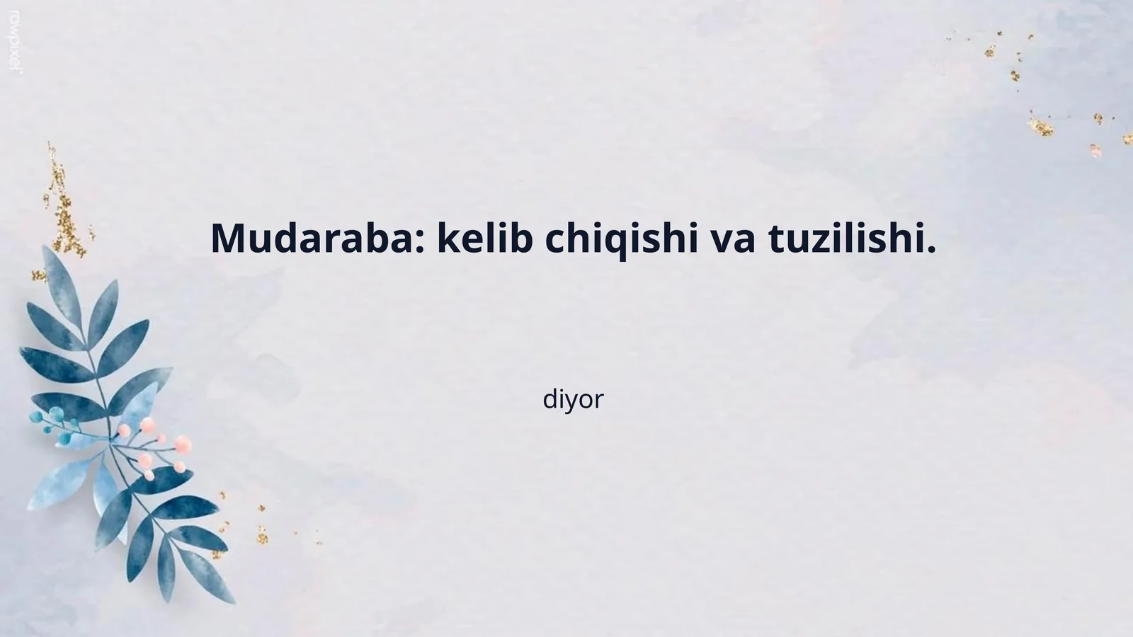 Mudaraba: kelib chiqishi va tuzilishi.