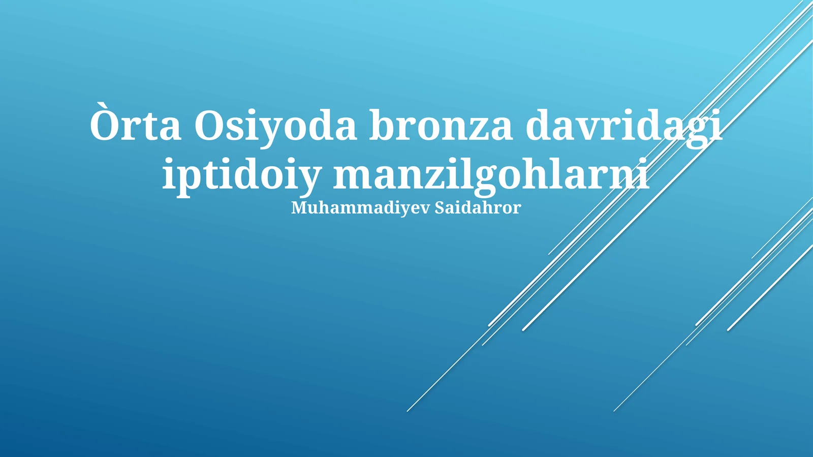 Òrta Osiyoda bronza davridagi iptidoiy manzilgohlarni