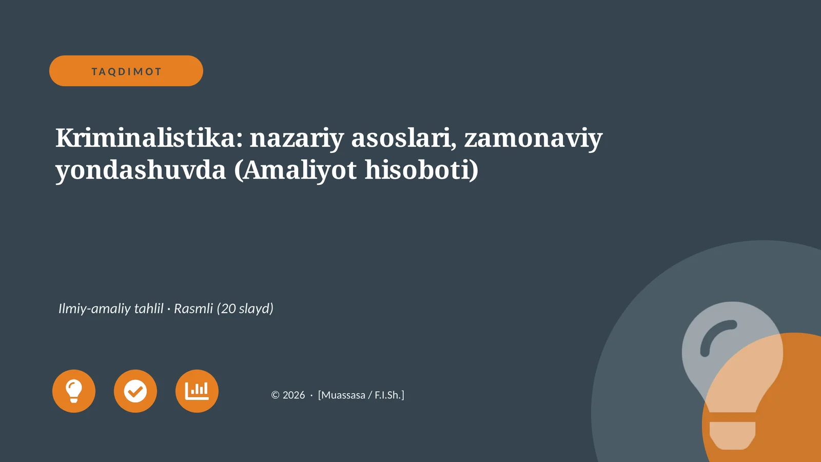 Kriminalistika: nazariy asoslari, zamonaviy yondashuvda (Amaliyot hisoboti)