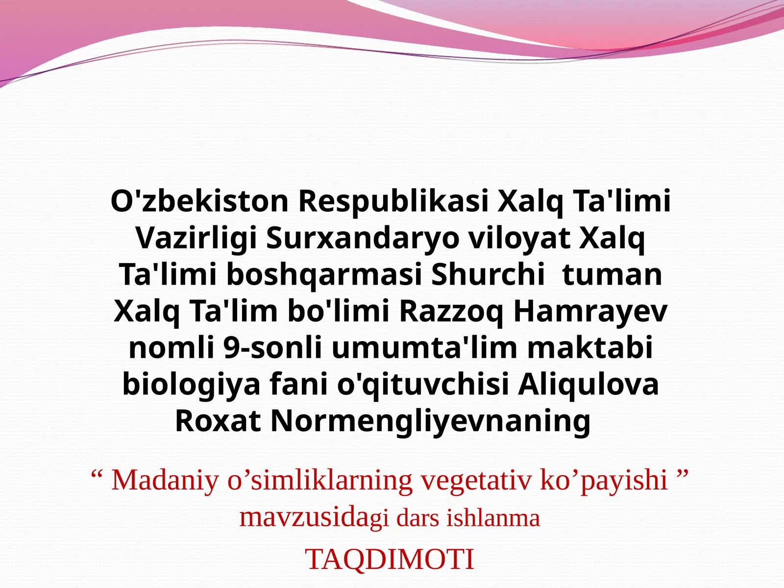 5-sinf Botanika Madaniy o'simliklarning vegetativ ko'payishi