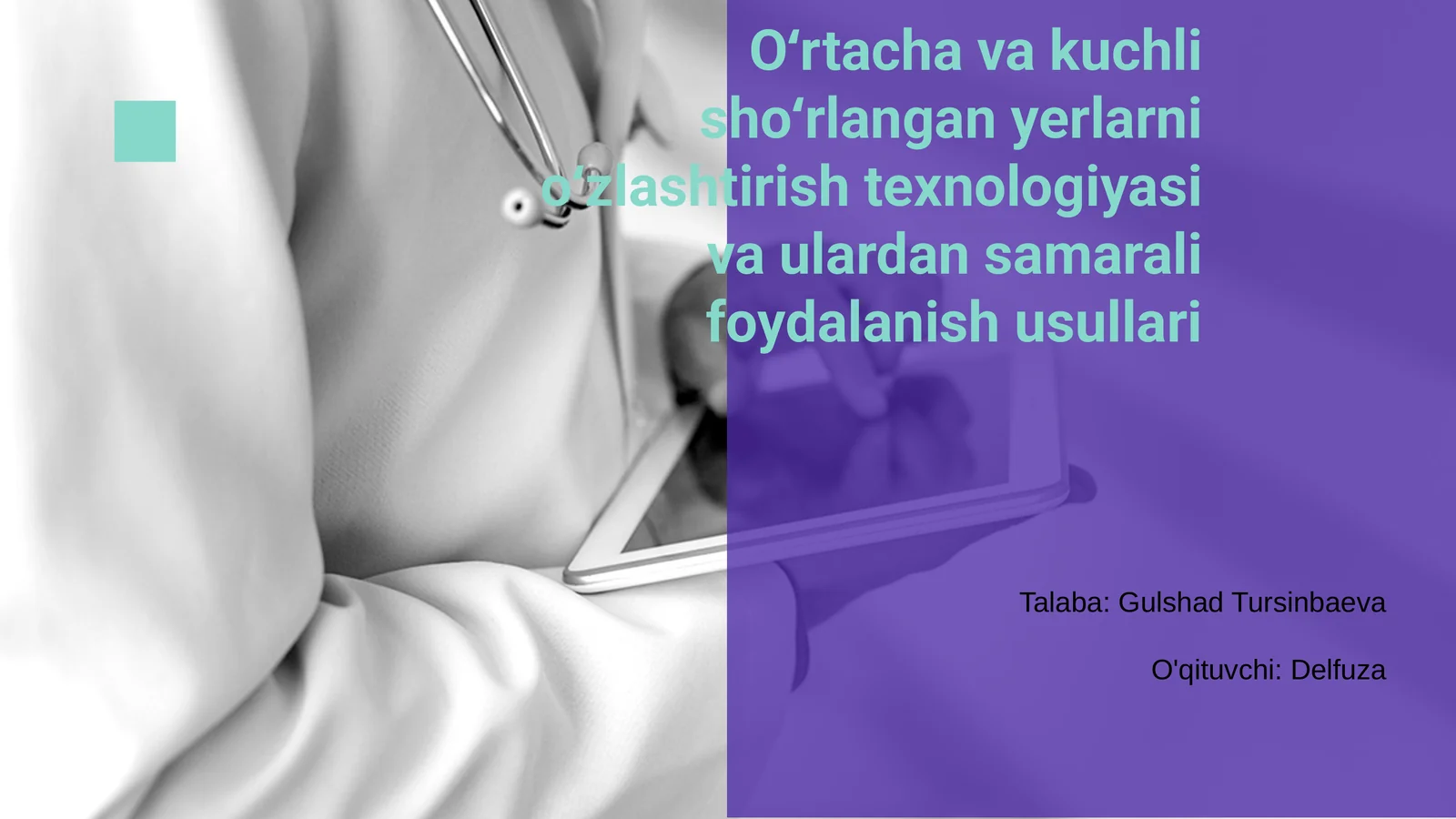 Oʻrtacha va kuchli shoʻrlangan yerlarni oʻzlashtirish texnologiyasi va ulardan samarali foydalanish usullari