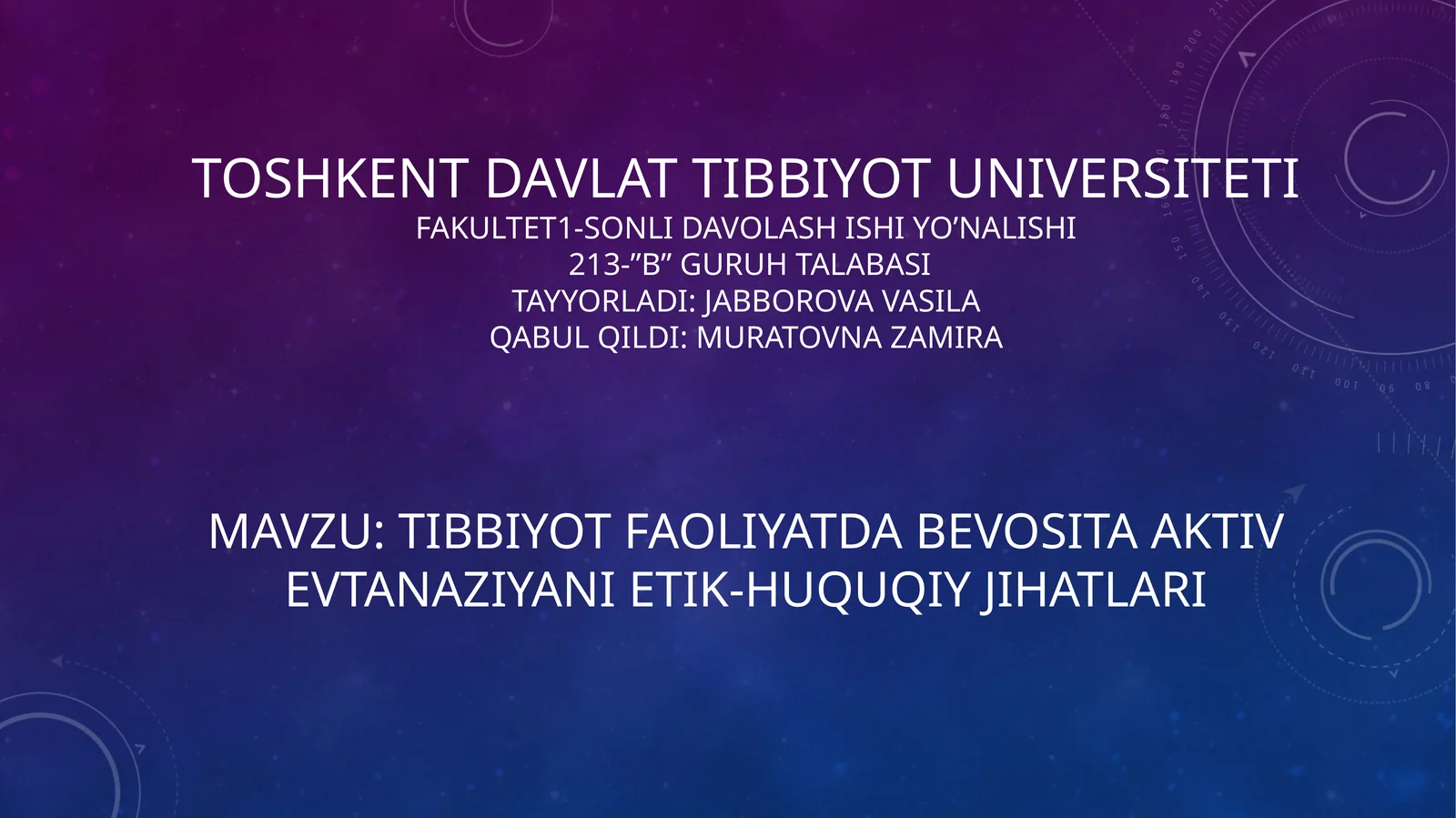 Tibbiyot Faoliyatda Bevosita aktivevtanaziyani etik-huquqiy jihatlari