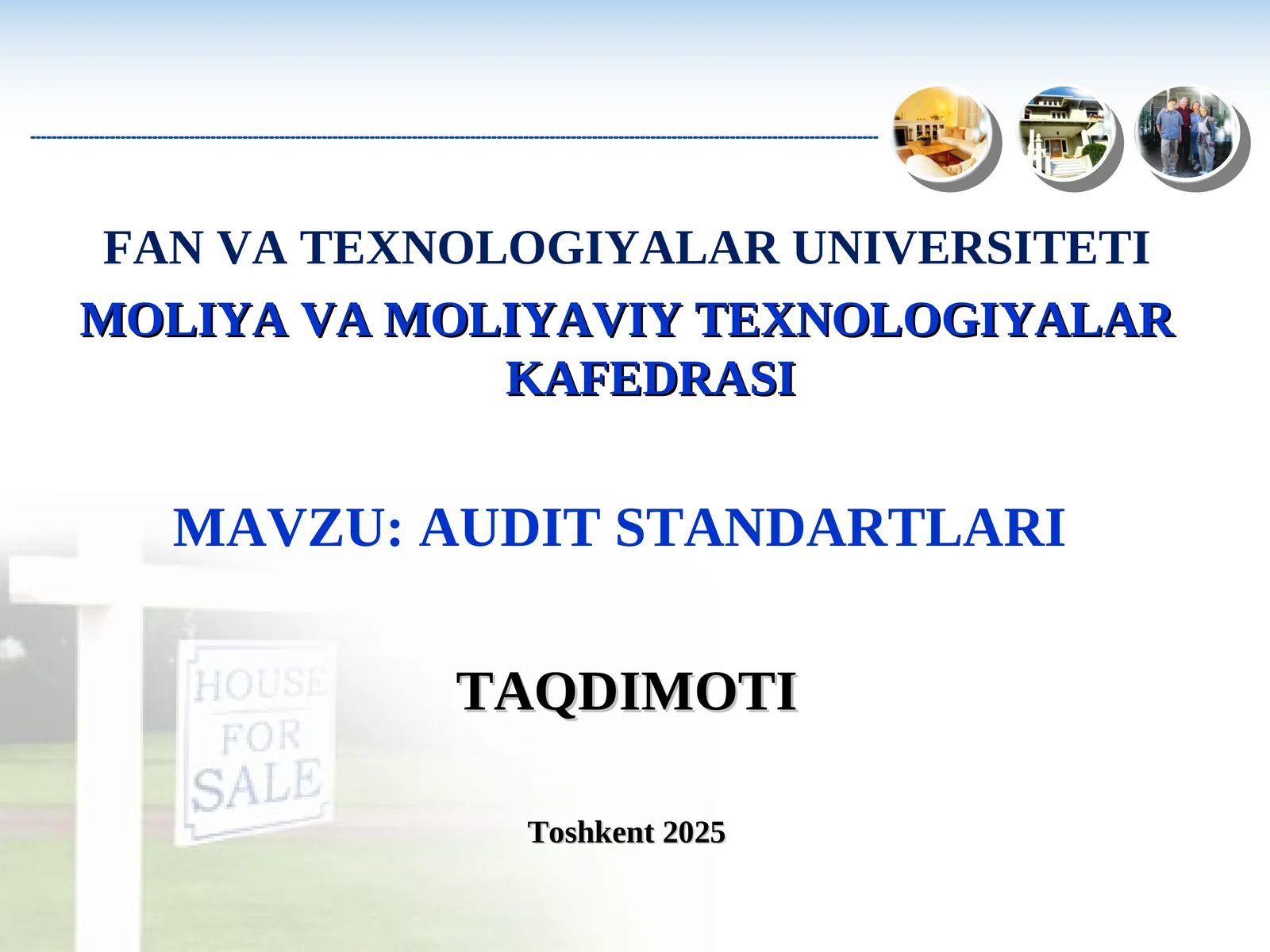 AUDIT STANDARTLARI TAQDIMOTI