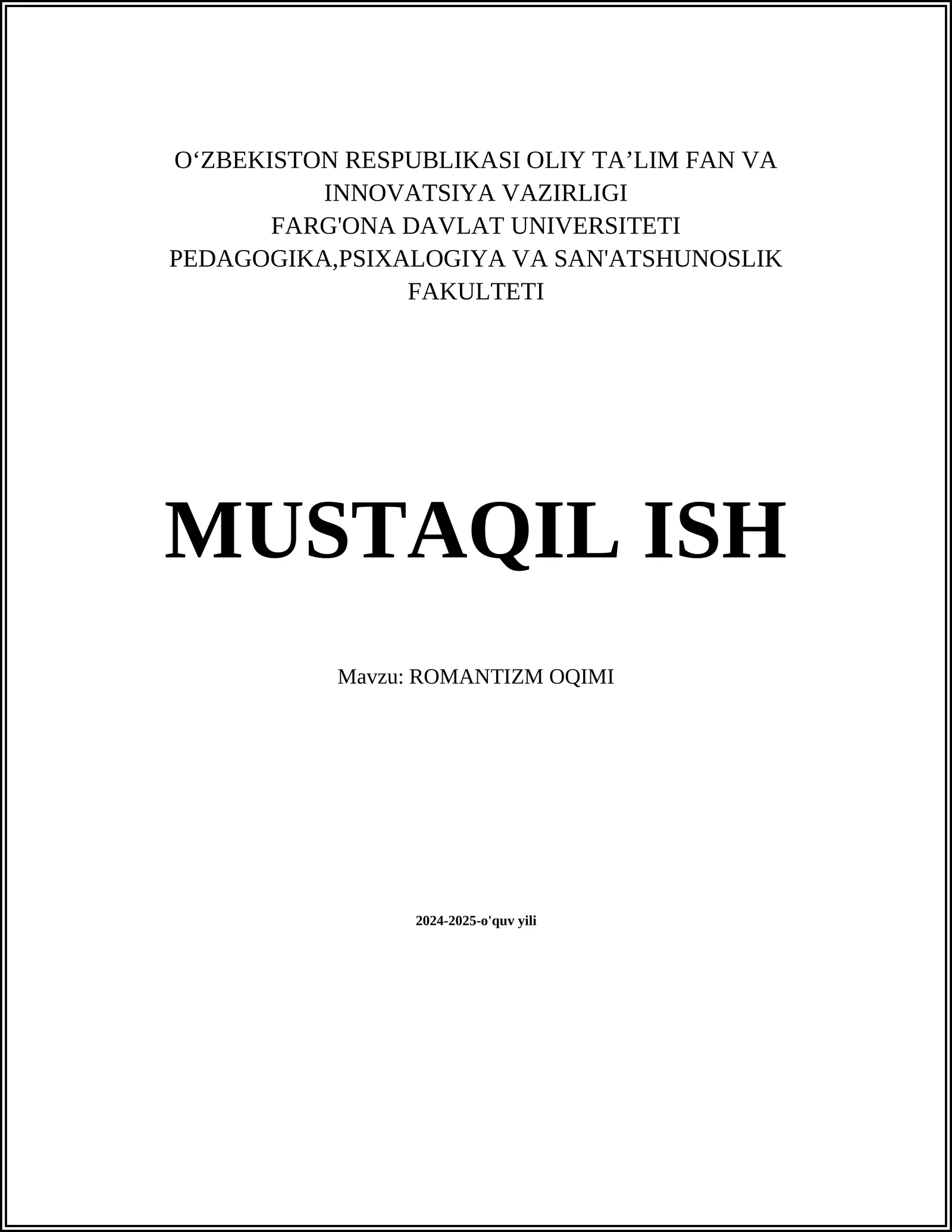 ROMANTIZM OQIMI