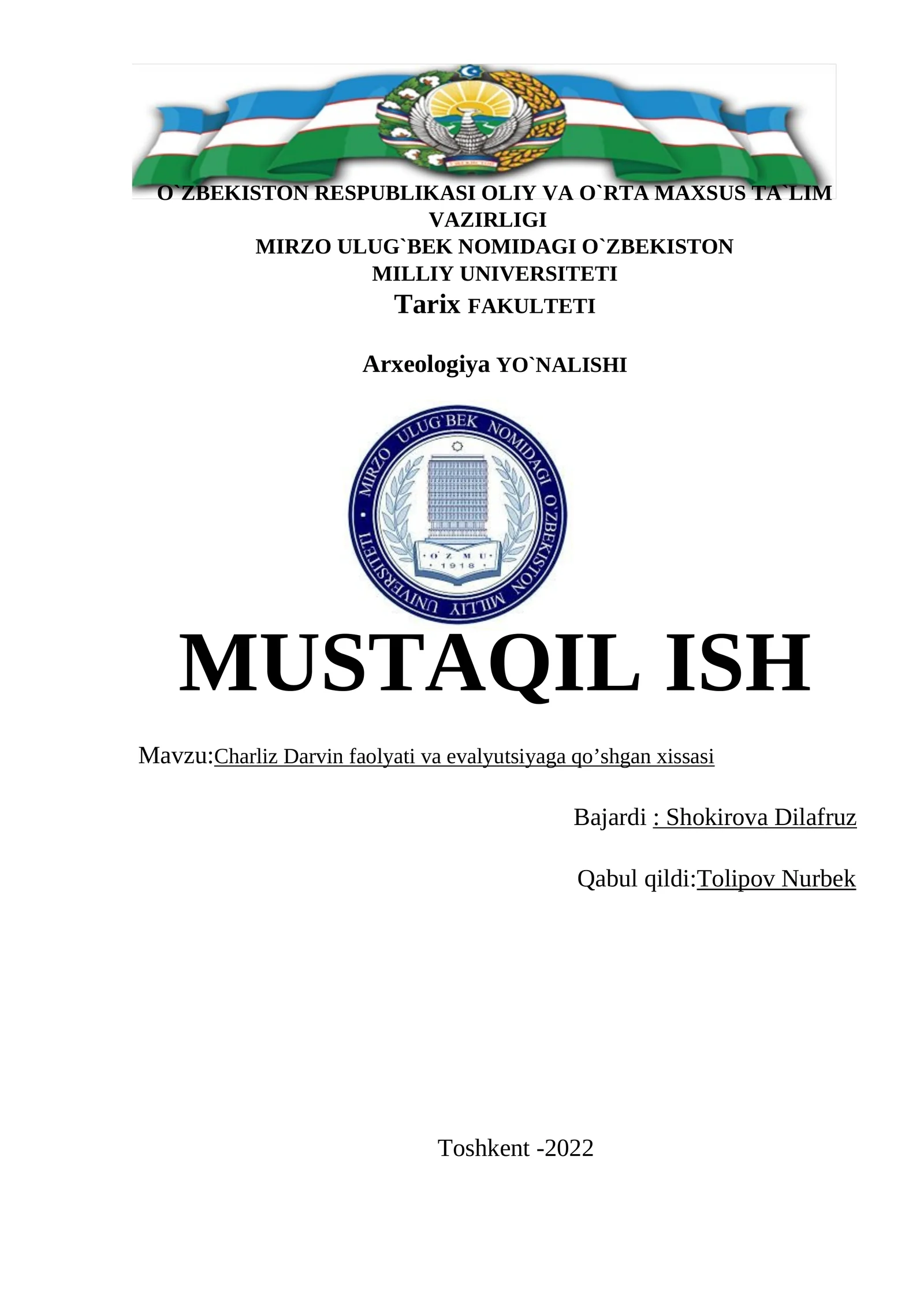 Charliz Darvin faolyati va evalyutsiyaga qo’shgan xissasi