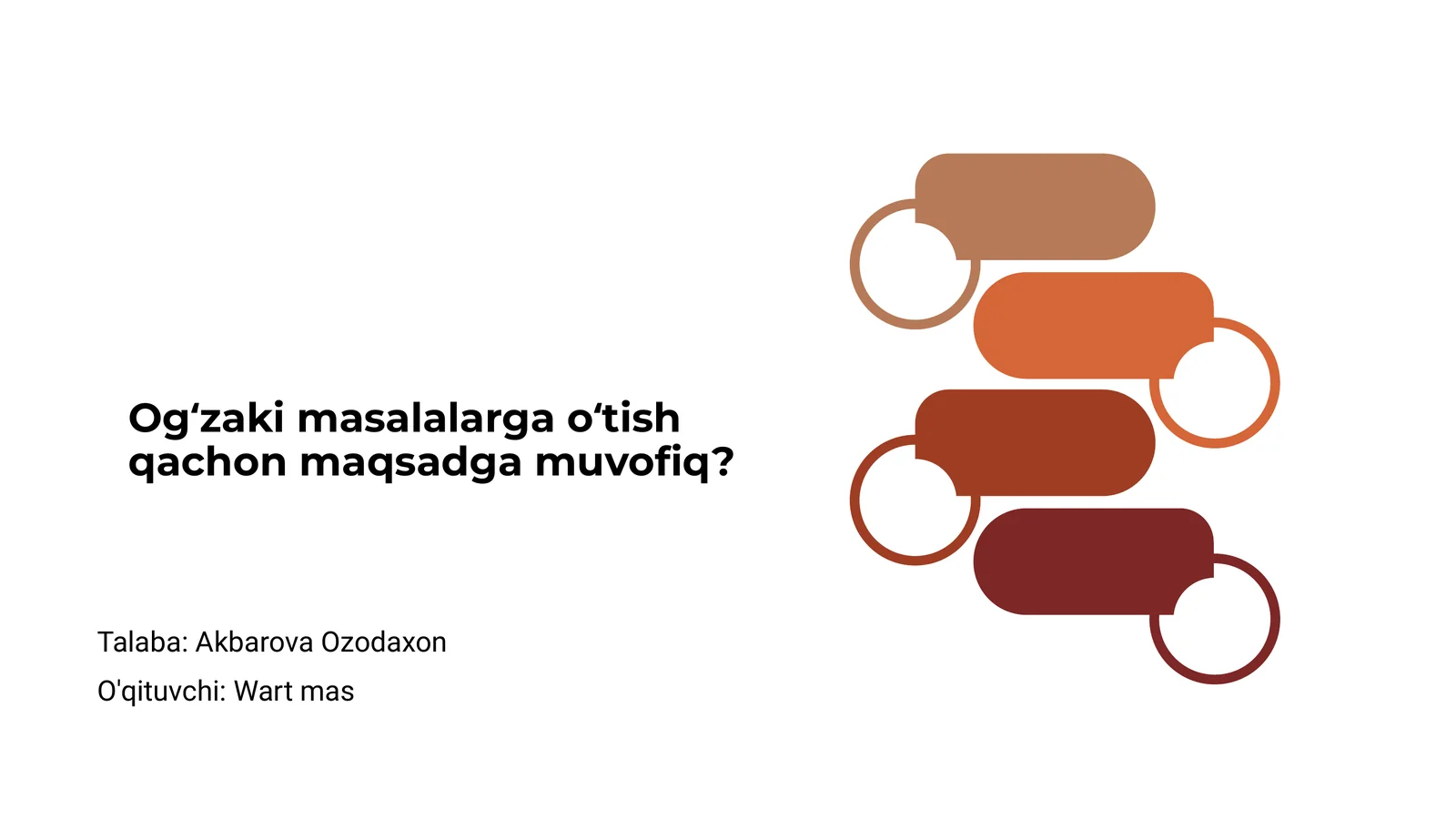 Ogʻzaki masalalarga oʻtish qachon maqsadga muvofiq?