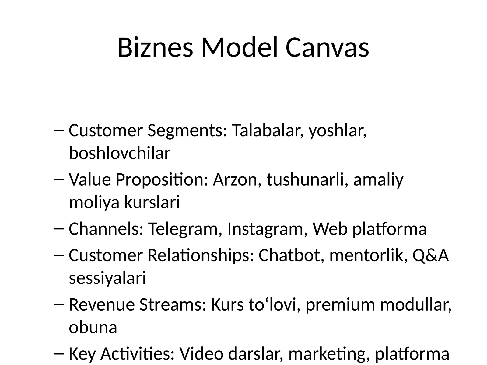Biznes Model Canvas