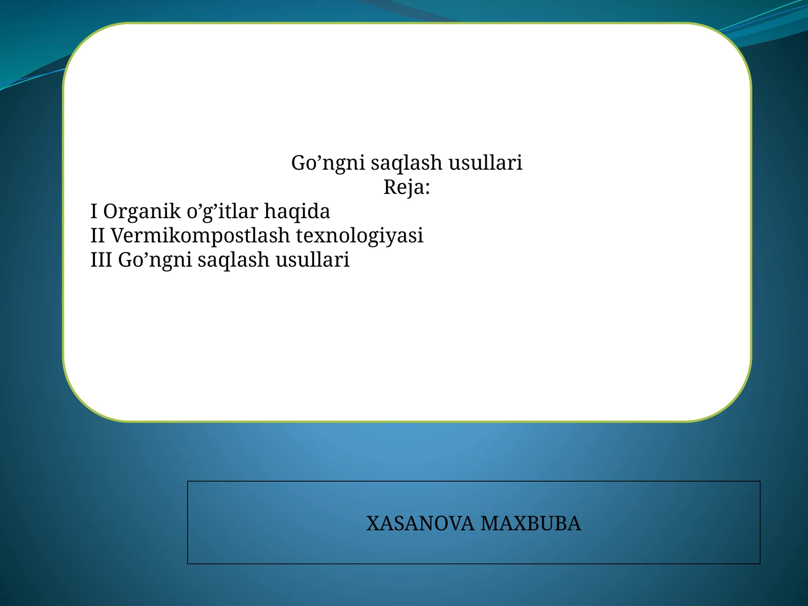 Go’ngni saqlash usullari