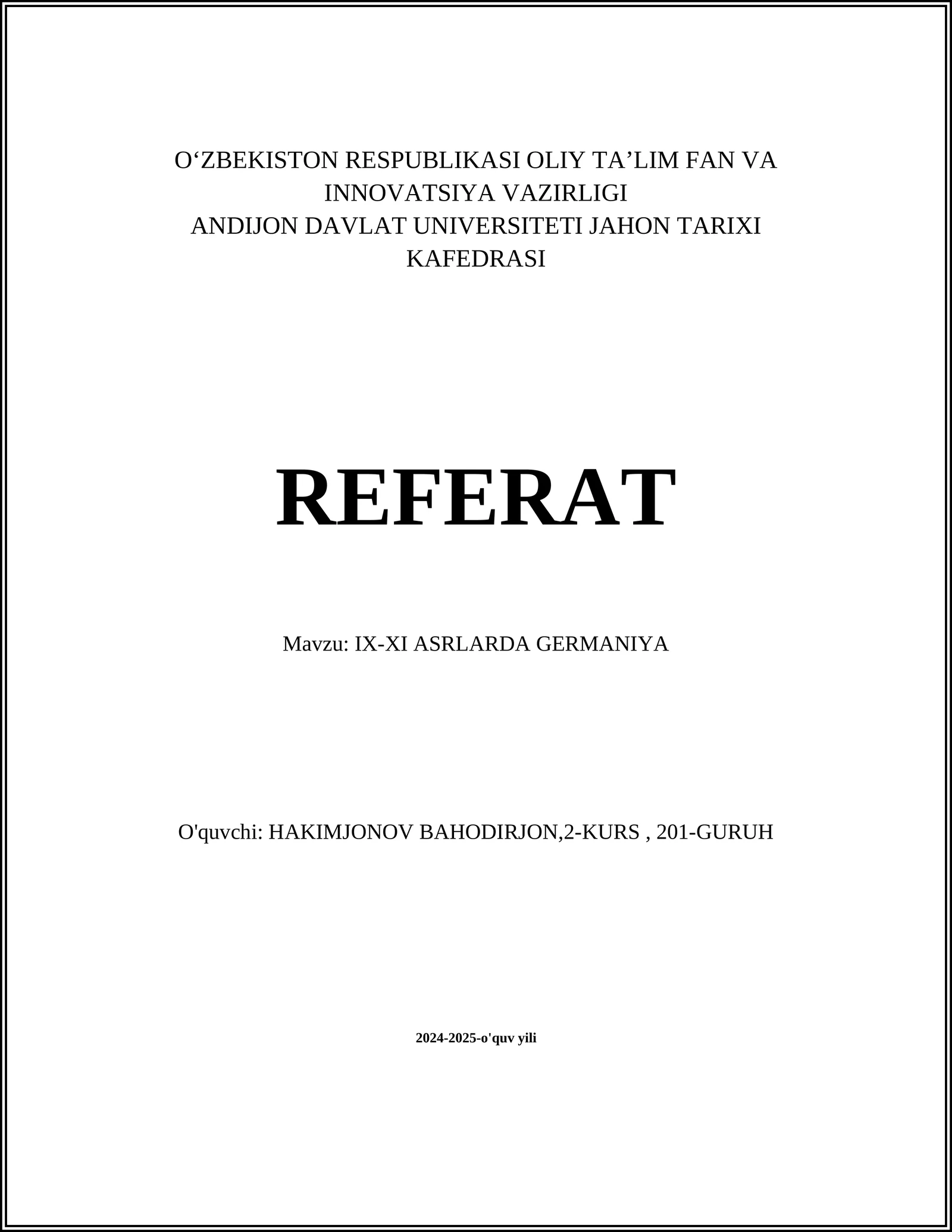 IX-XI ASRLARDA GERMANIYA
