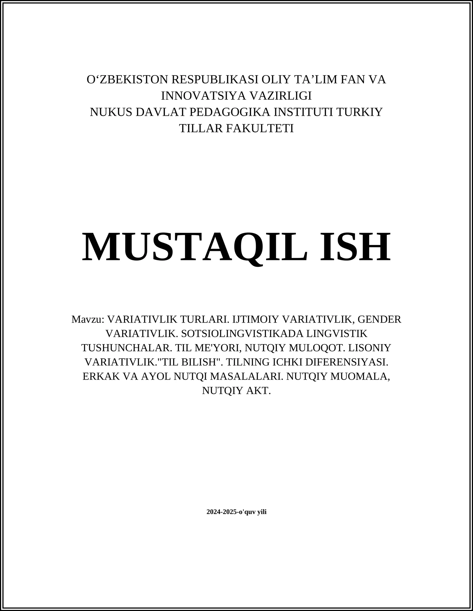VARIATIVLIK TURLARI