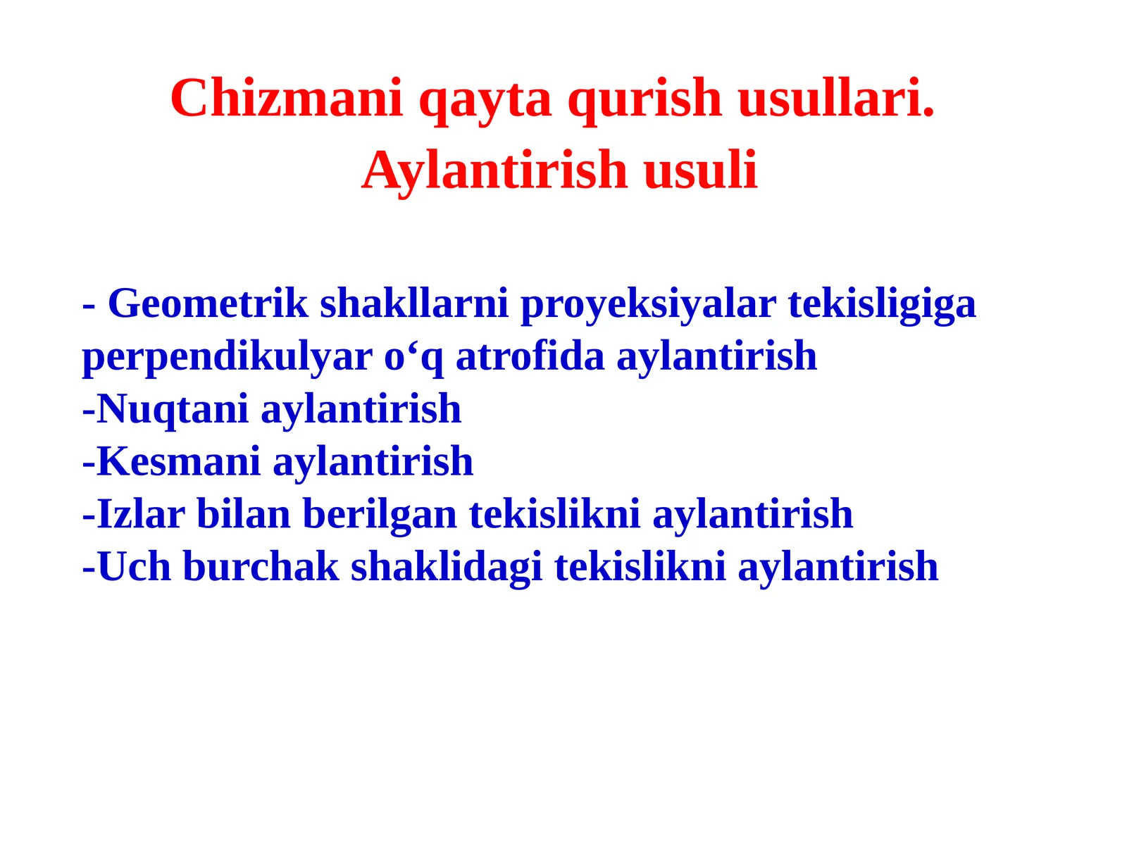 Geometrik shakllarni proyeksiyalar