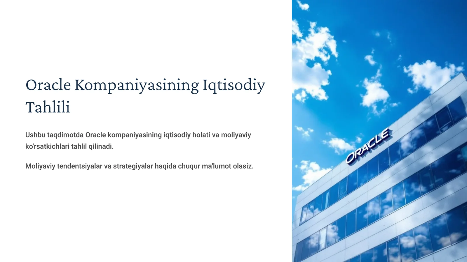 Oracle Kompaniyasining Iqtisodiy Tahlili