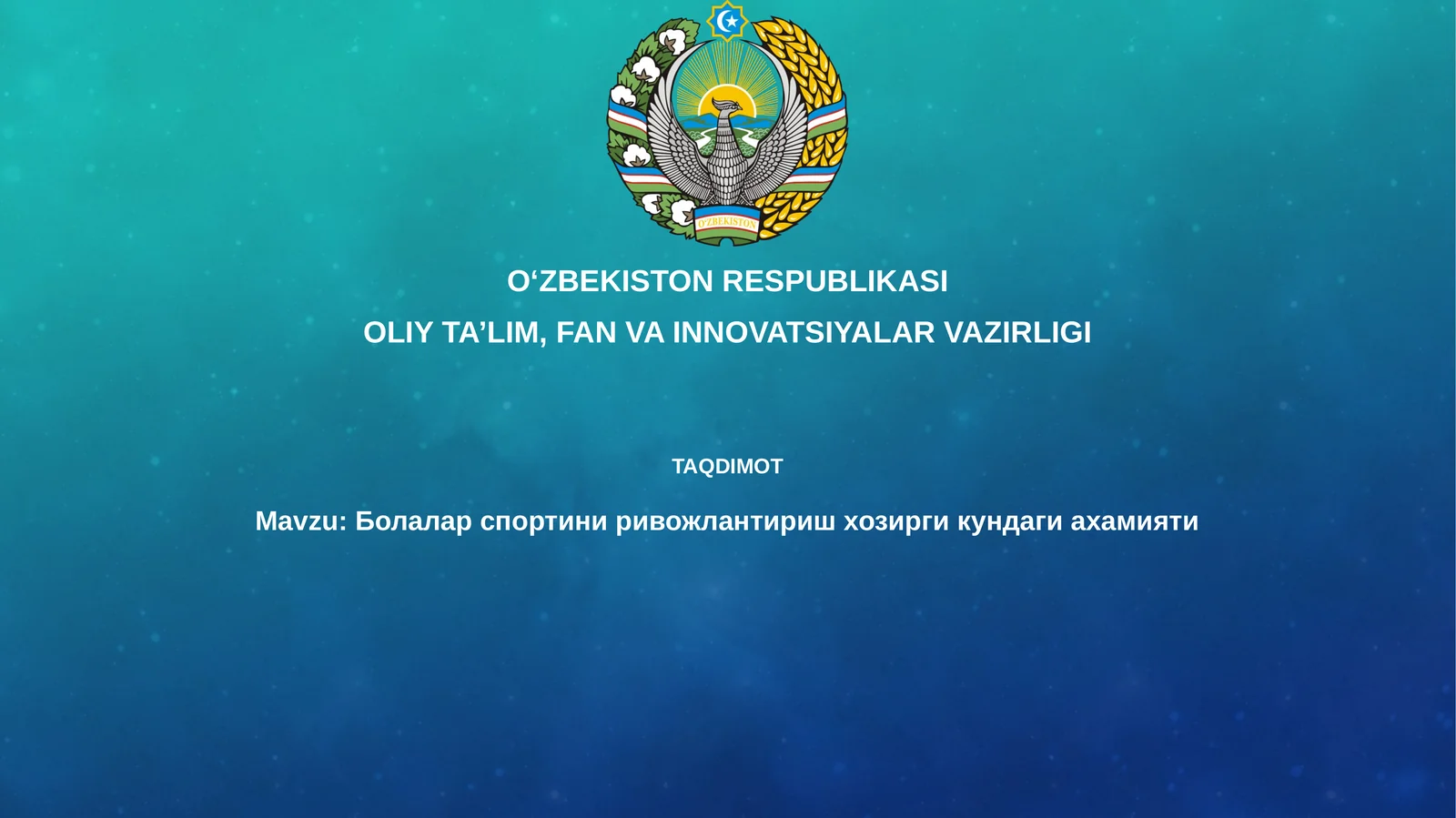 Болаларспортиниривожлантиришхозиргикундагиахамияти