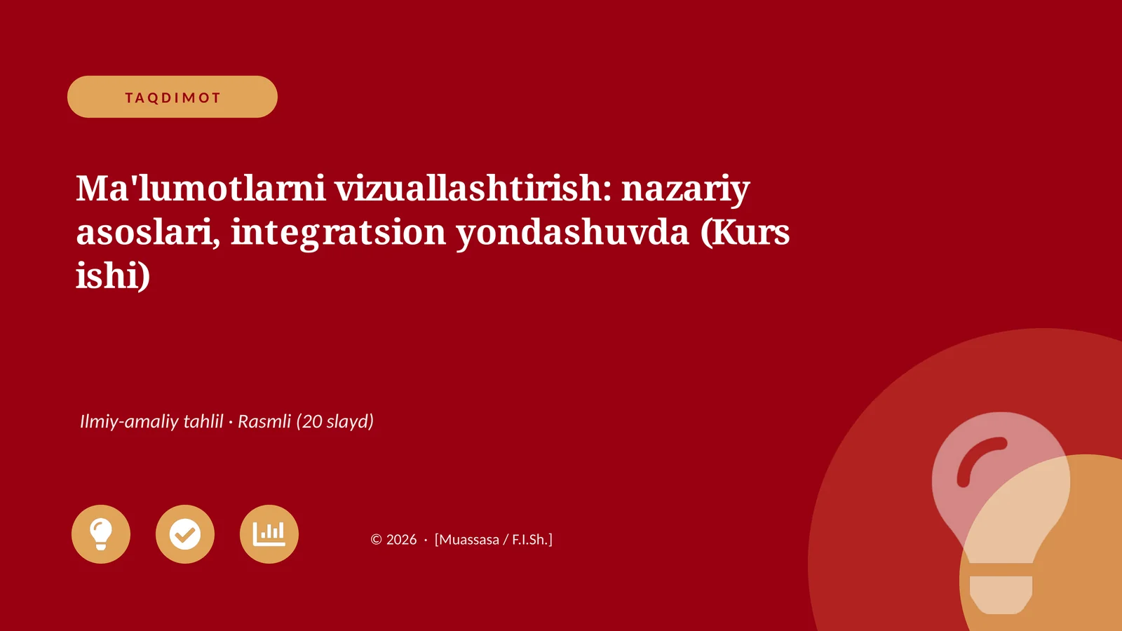 Ma'lumotlarni vizuallashtirish: nazariy asoslari, integratsion yondashuvda (Kurs ishi)