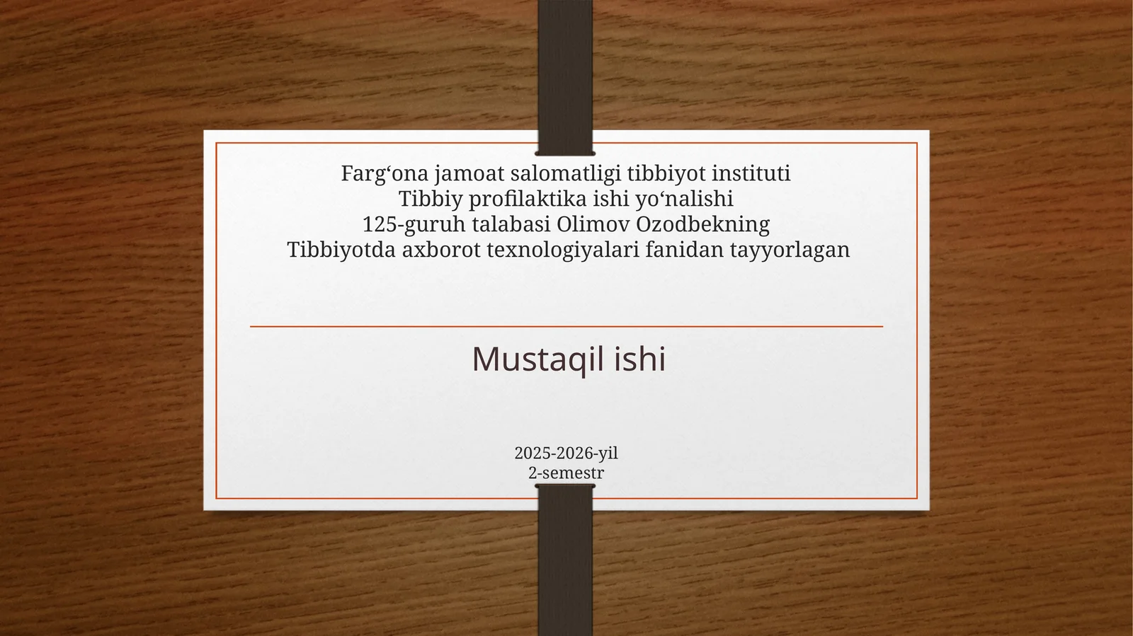 Tibbiyotda axborot texnologiyalari