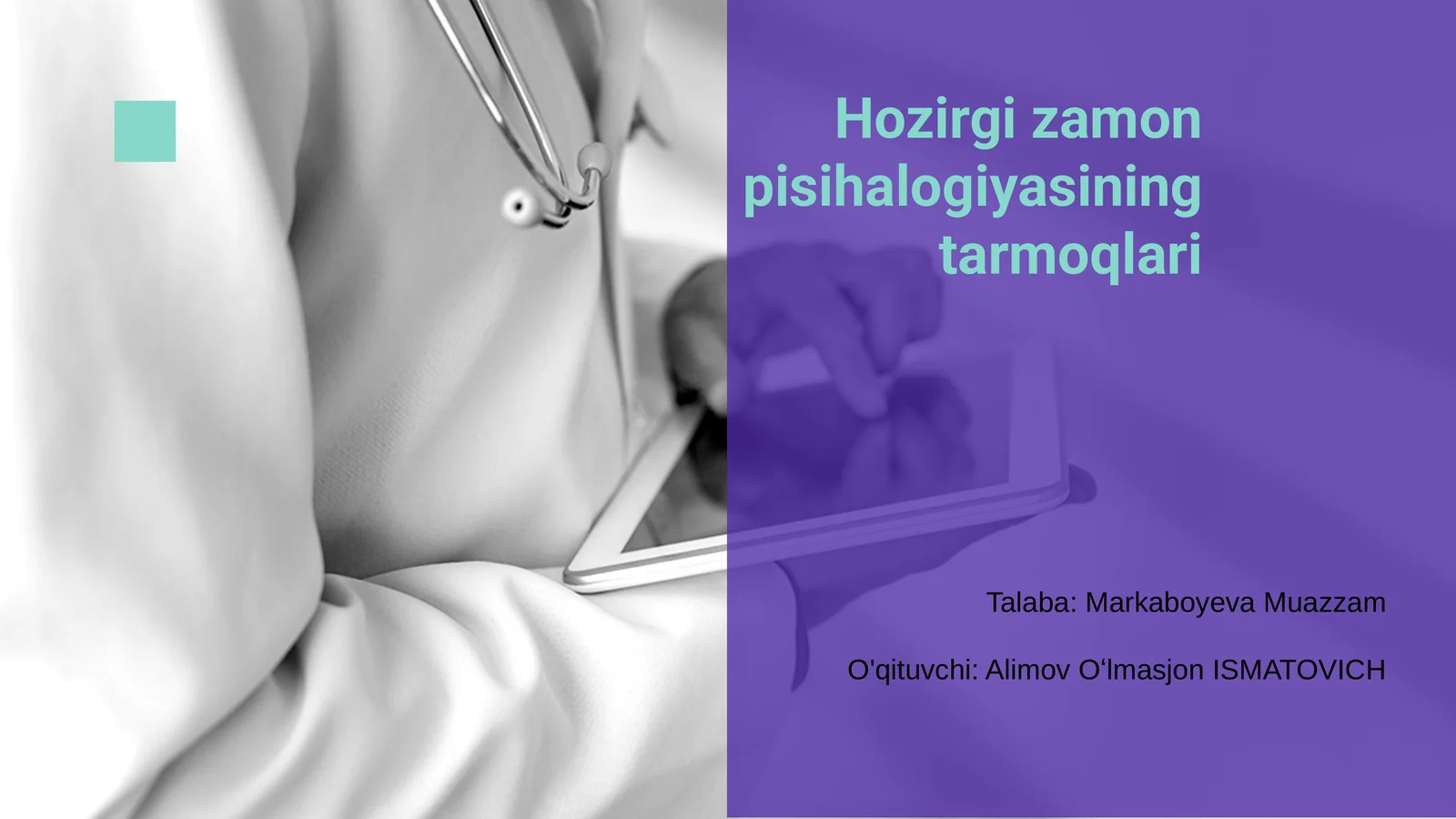 Hozirgi zamon psixologiyasining tarmoqlari
