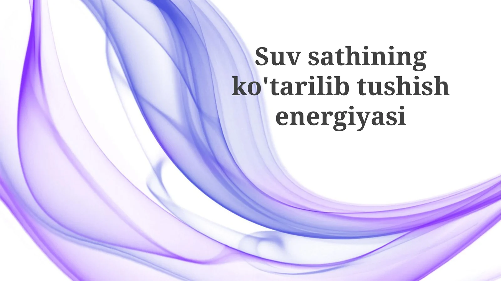 SUV Energiya Manbalari va Sarfi