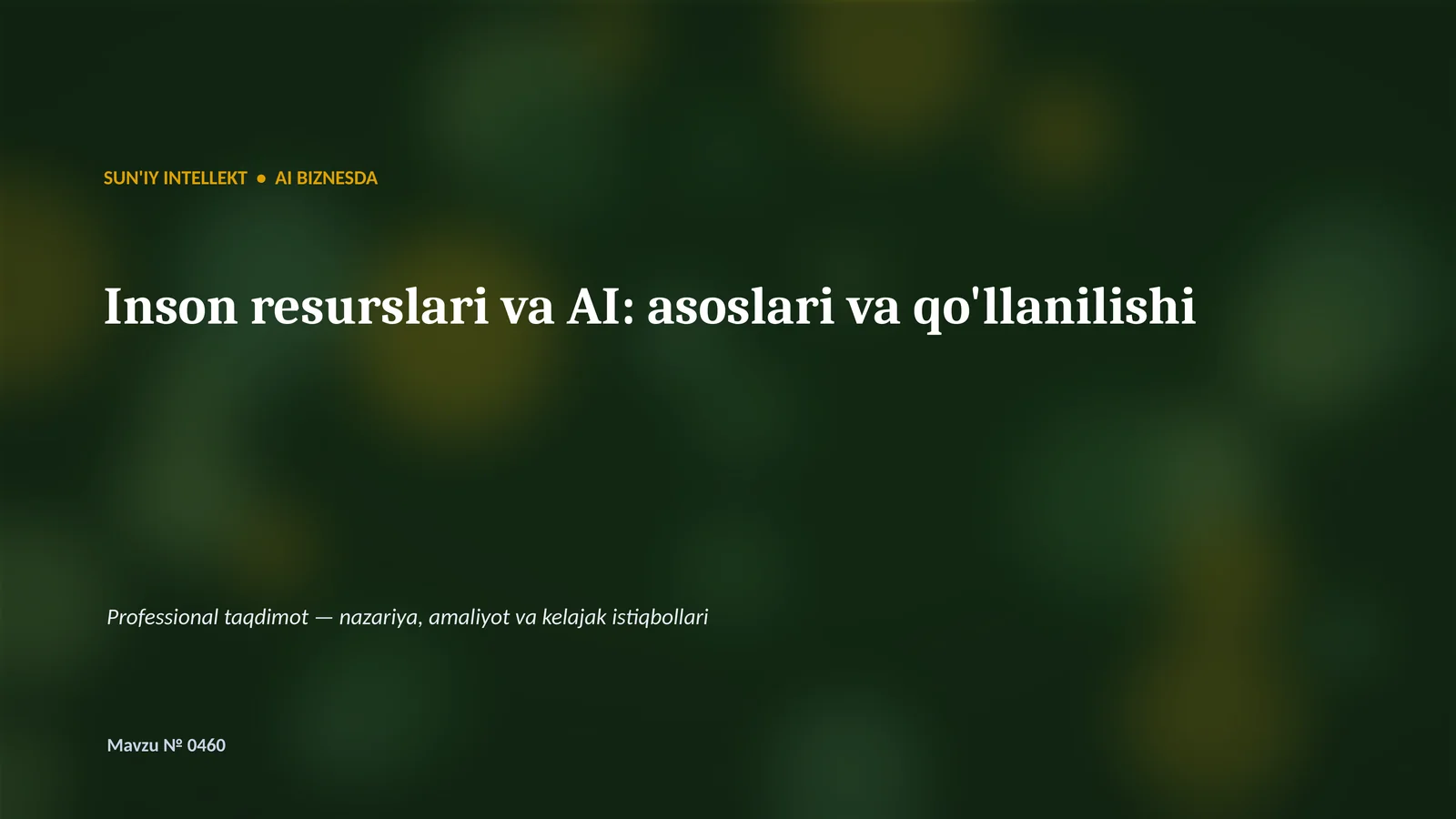 SUN'IY INTELLEKT VA BIZNES