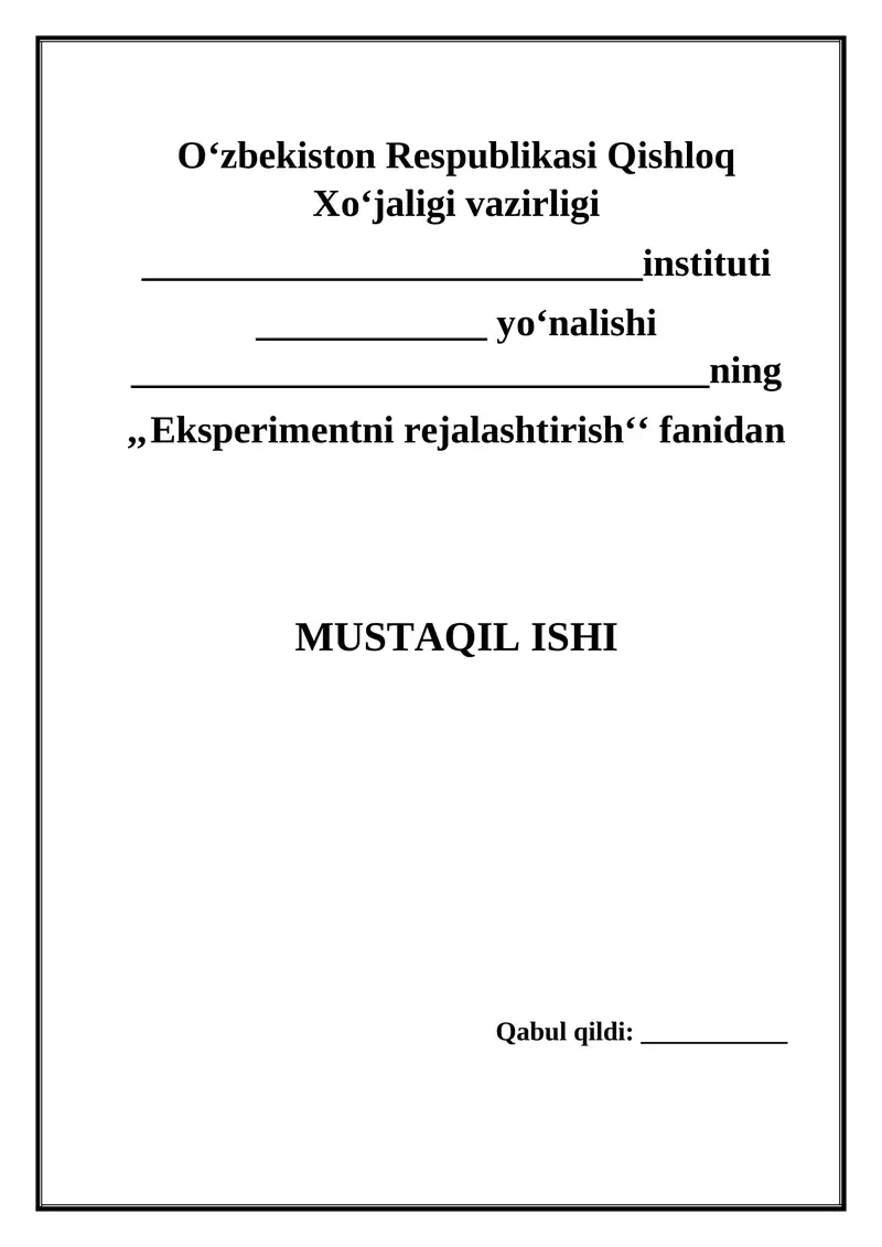 Eksperimentlar natijalarini statistik tahlil qilish