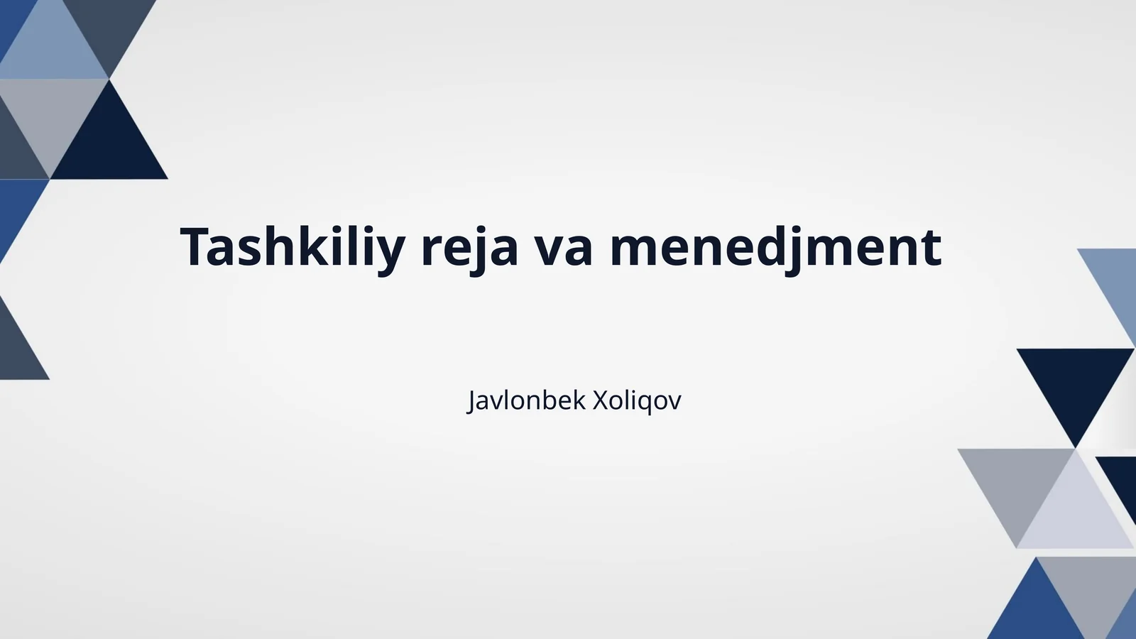 Tashkiliy reja va menedjment