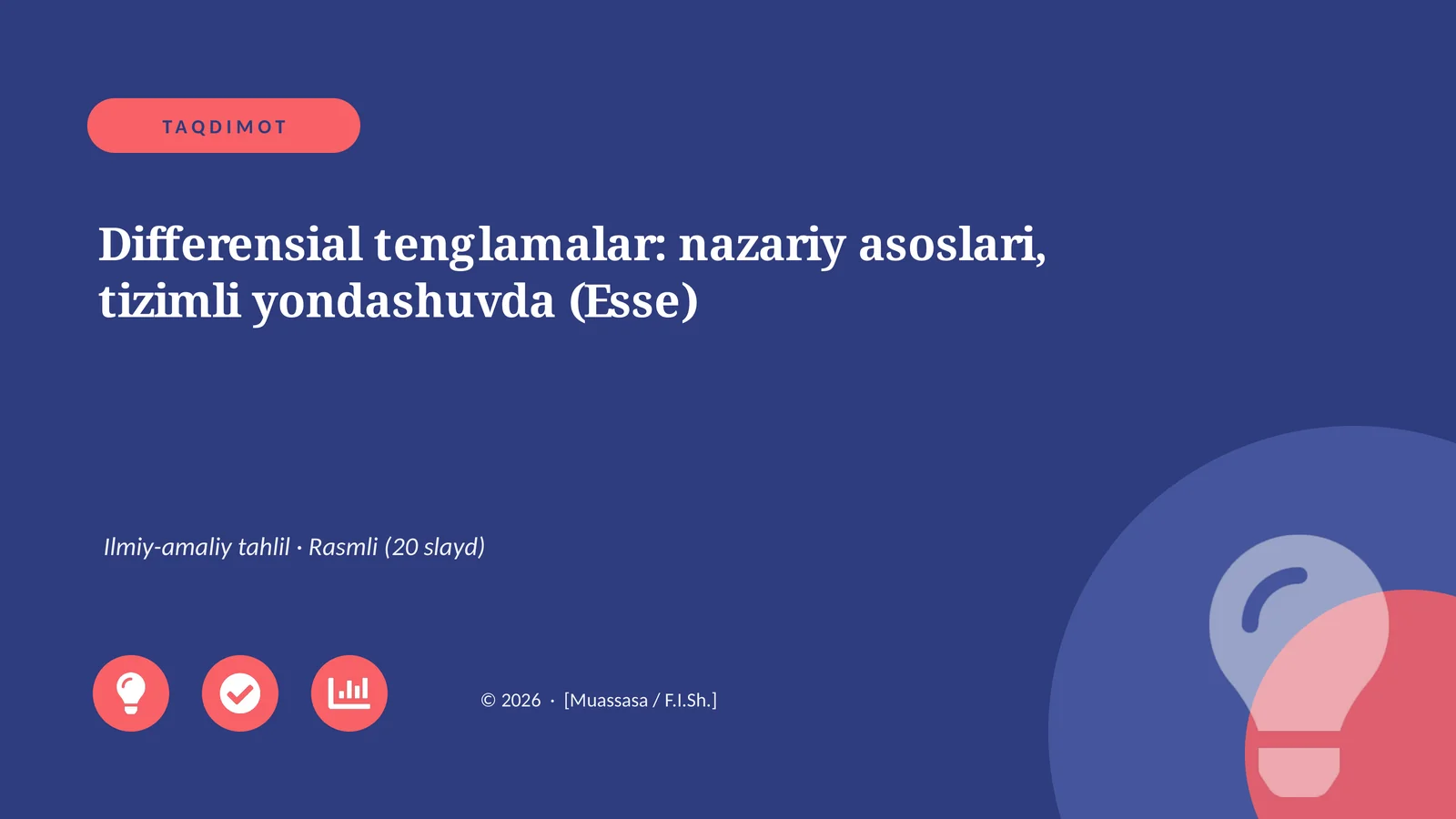 Differensial tenglamalar: nazariy asoslari, tizimli yondashuvda (Esse)
