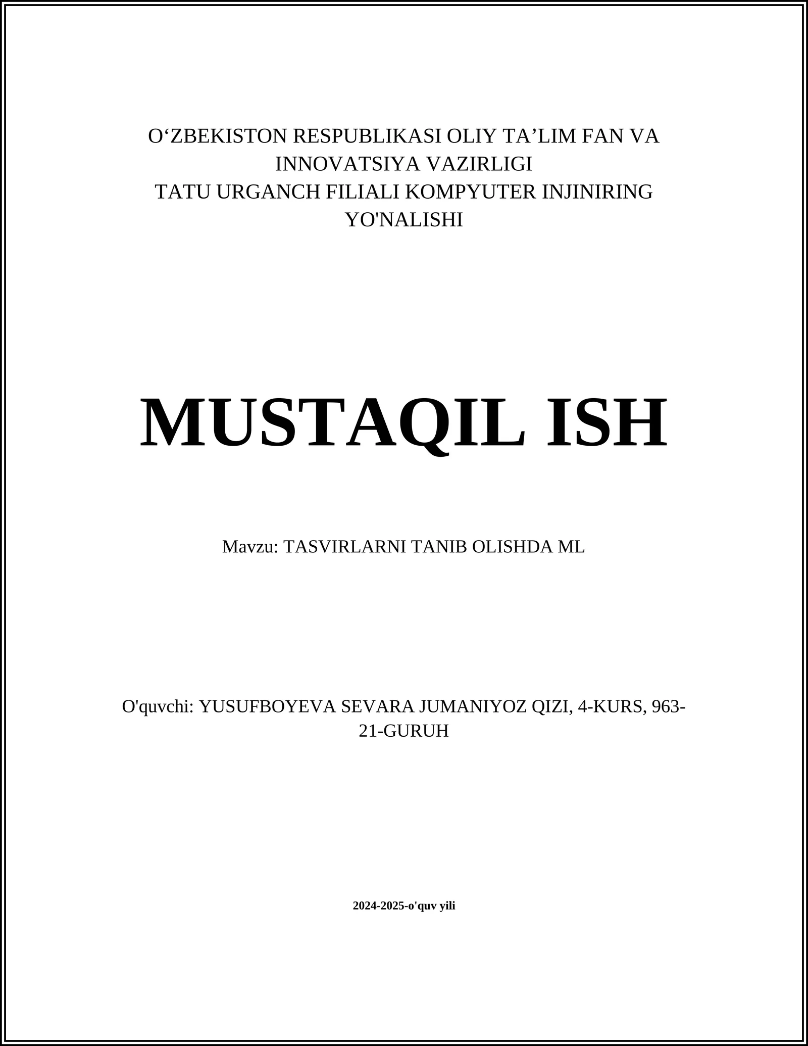 TASVIRLARNI TANIB OLISHDA ML
