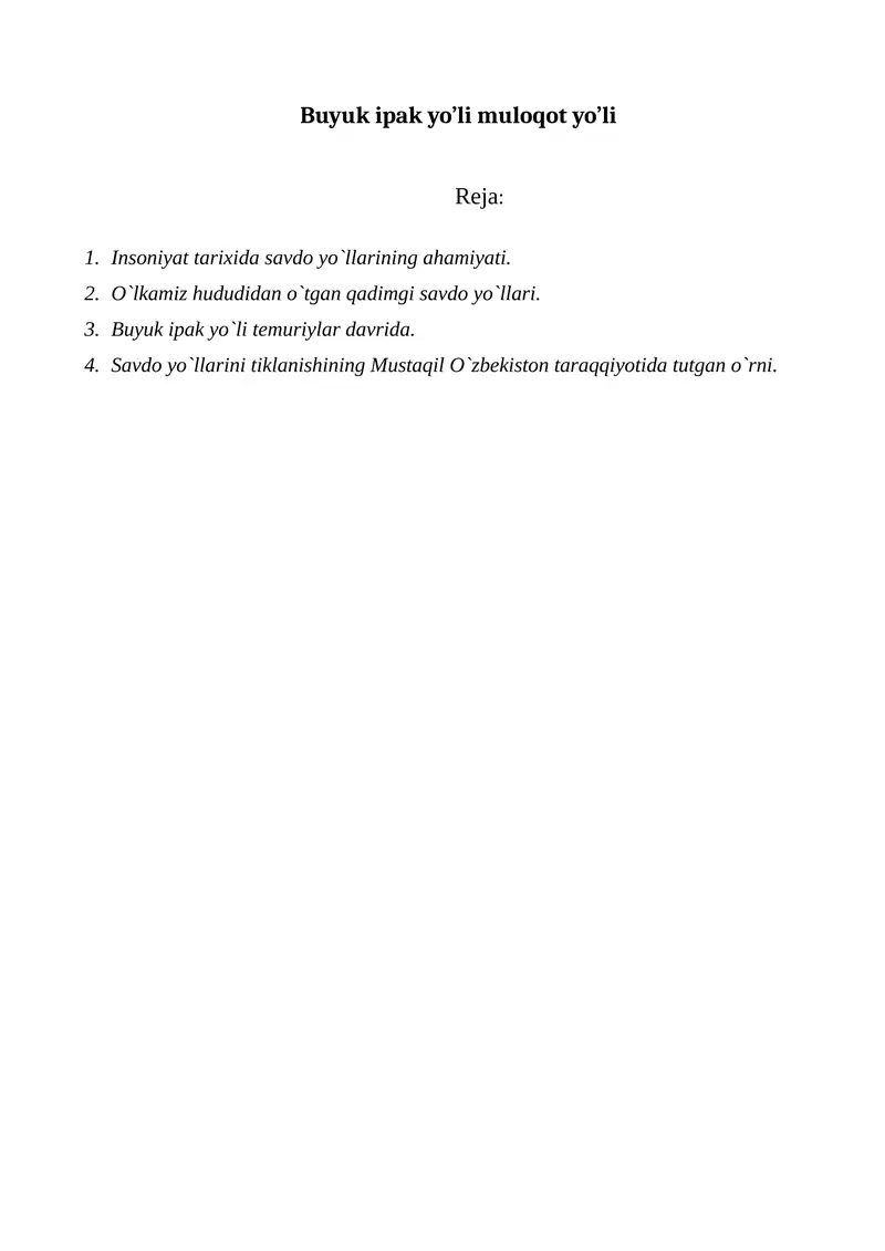 Buyuk ipak yo’li muloqot yo’li