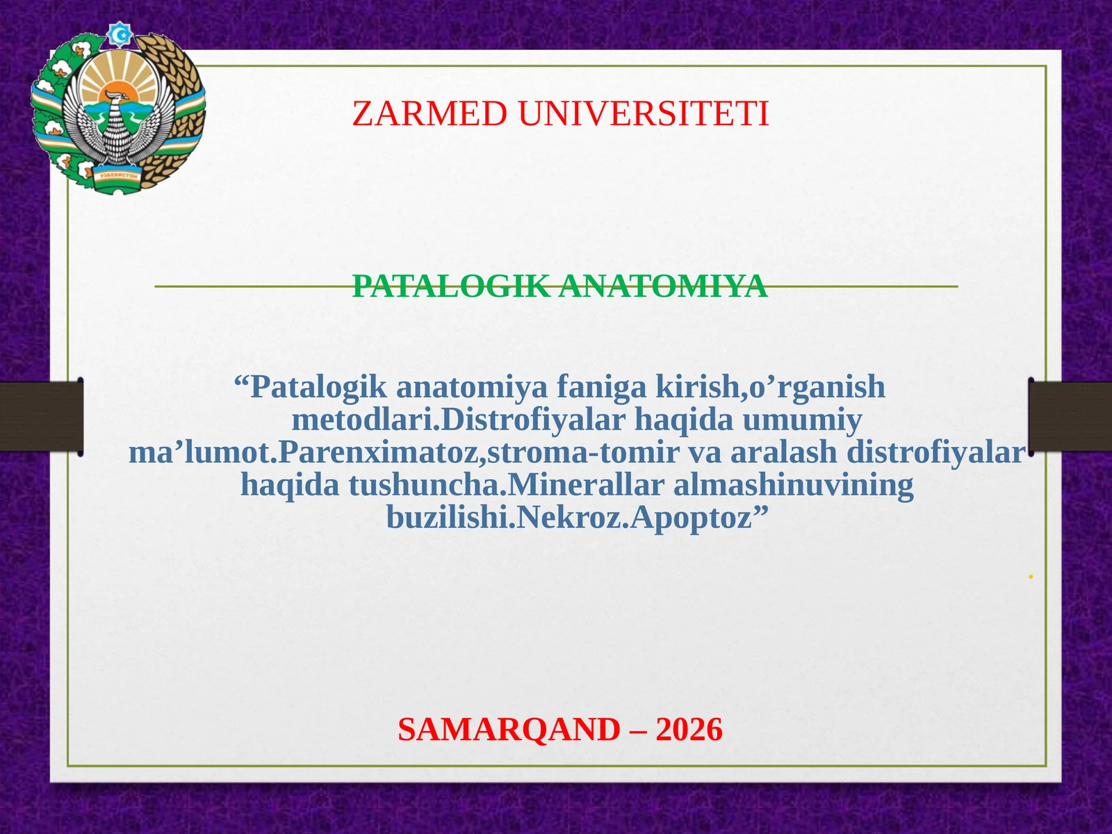 Patalogik anatomiya fani