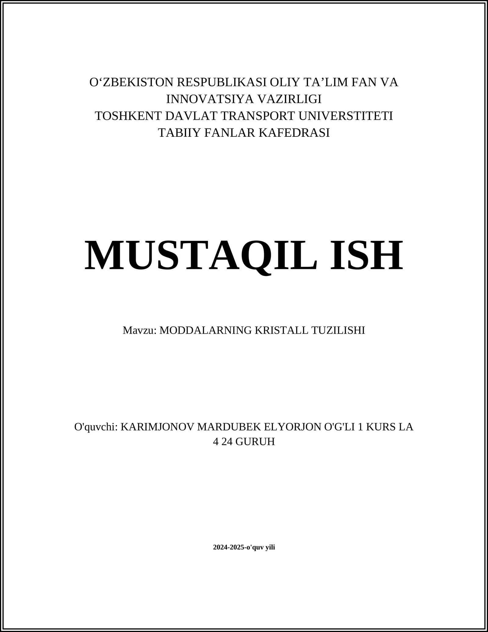 MODDALARNING KRISTALL TUZILISHI