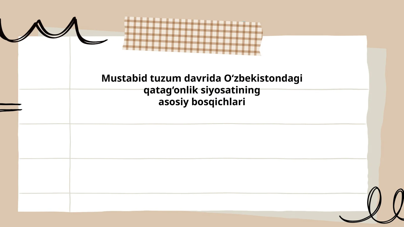 Mustabid tuzum davrida O‘zbekistondagi qatag‘onlik siyosatining asosiy bosqichlari