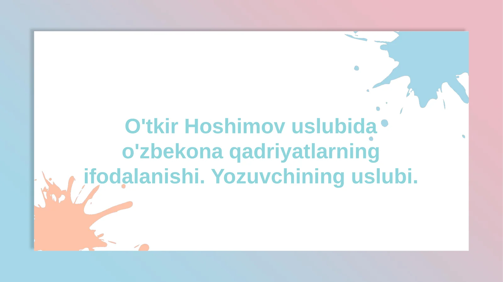 O'tkir Hoshimov uslubida o'zbekona qadriyatlarning ifodalanishi. Yozuvchining uslubi