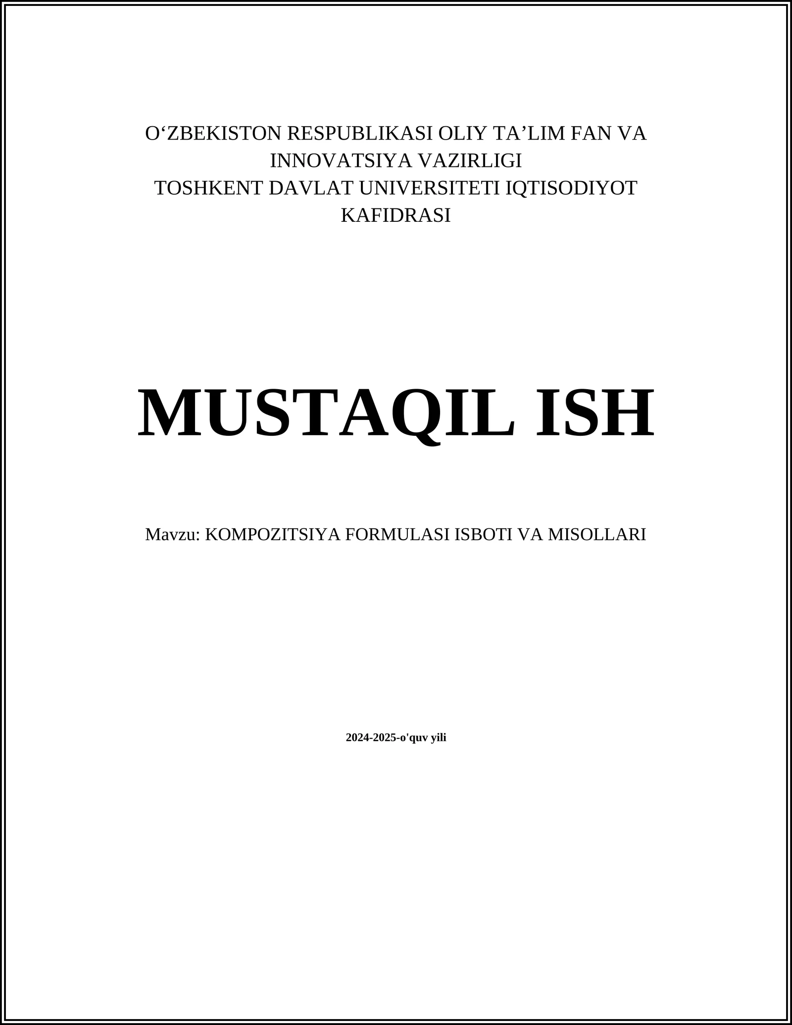 KOMPOZITSIYA FORMULASI ISBOTI VA MISOLLARI