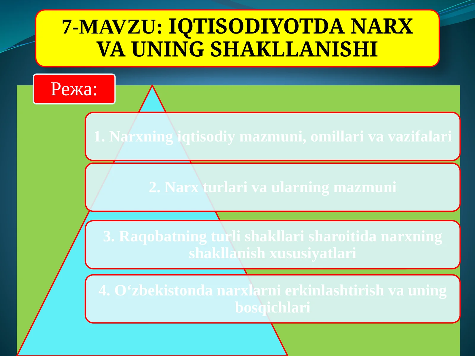 Narxga ta’sir etuvchi omillari