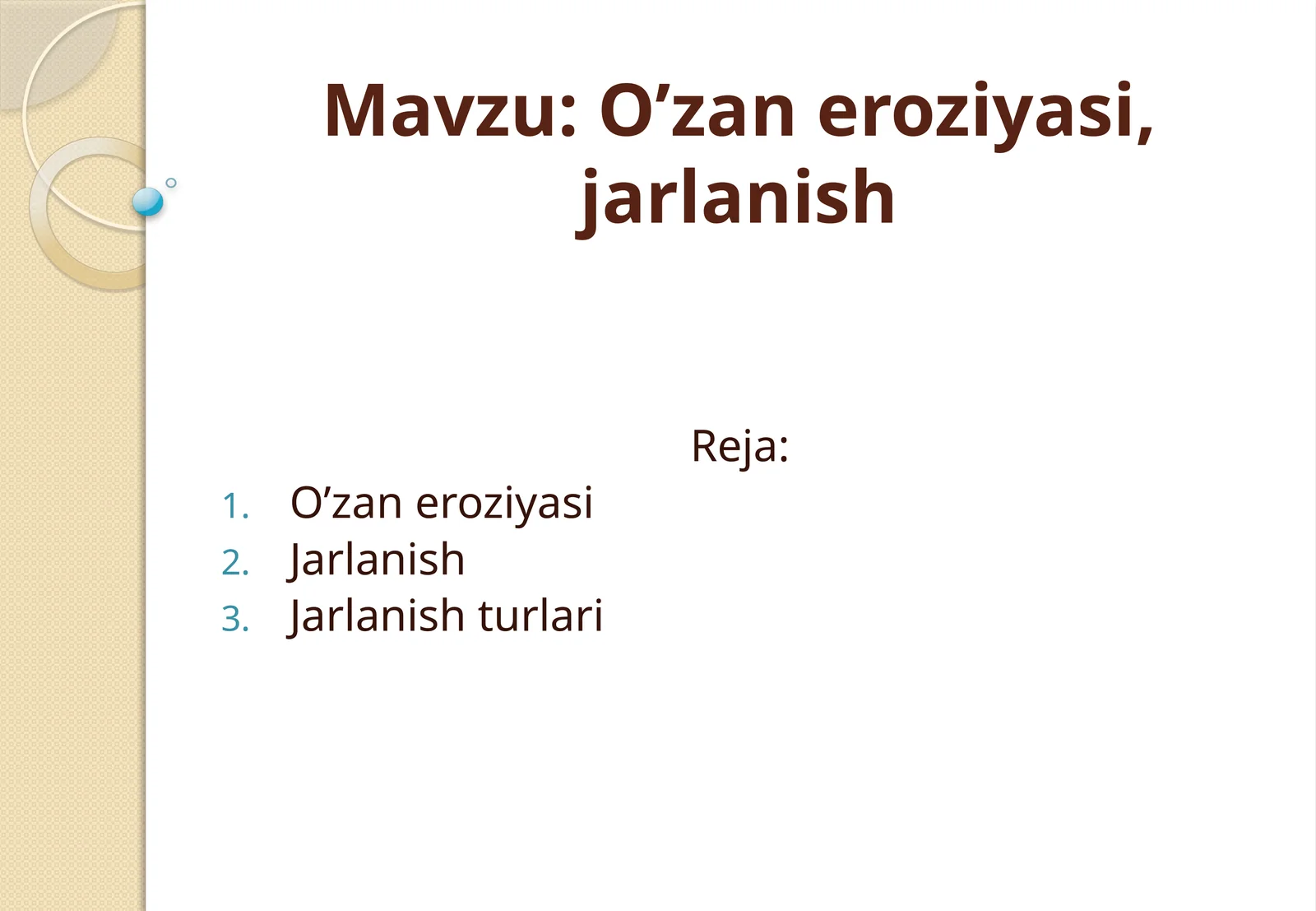 O’zan eroziyasi, jarlanish