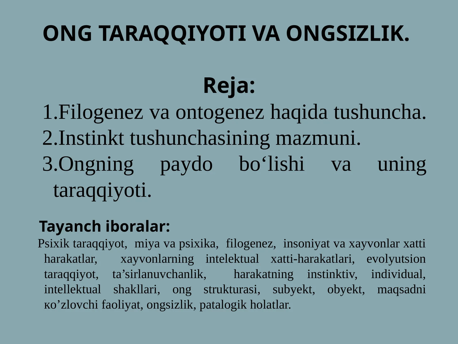 ONG TARAQQIYOTI VA ONGSIZLIK