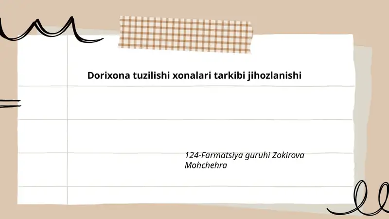 Dorixona tuzilishi xonalari tarkibi jihozlanishi