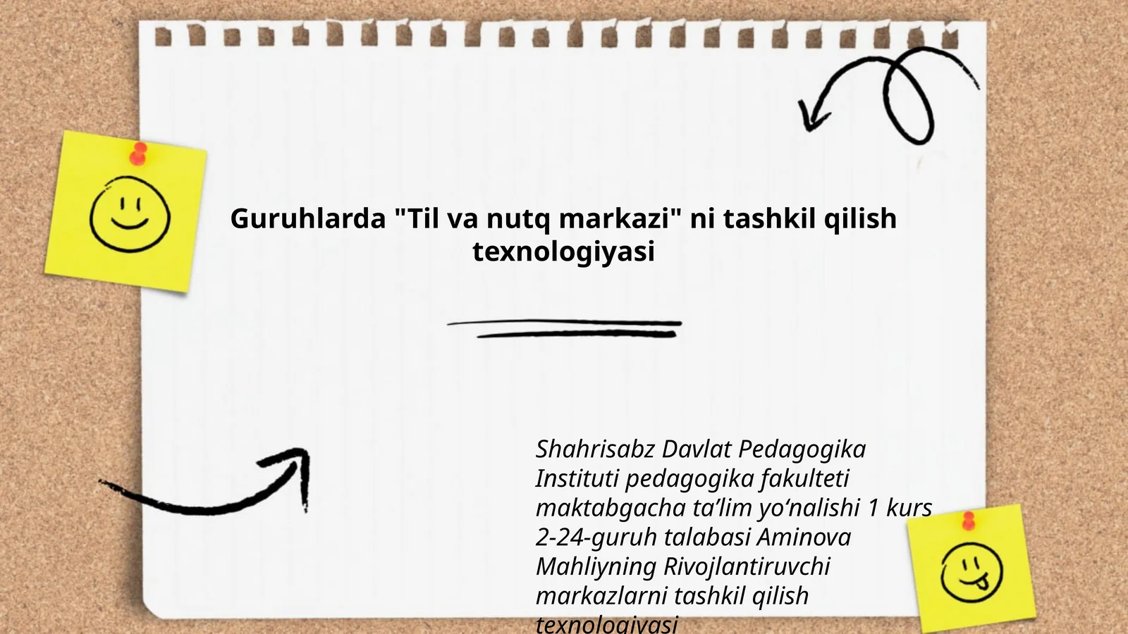 Guruhlarda "Til va nutq markazi" ni tashkil qilish texnologiyasi