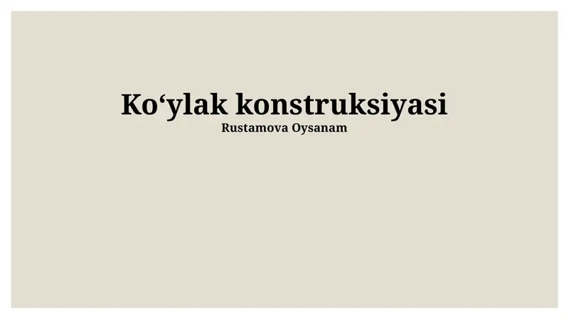 Koʻylak konstruksiyasi