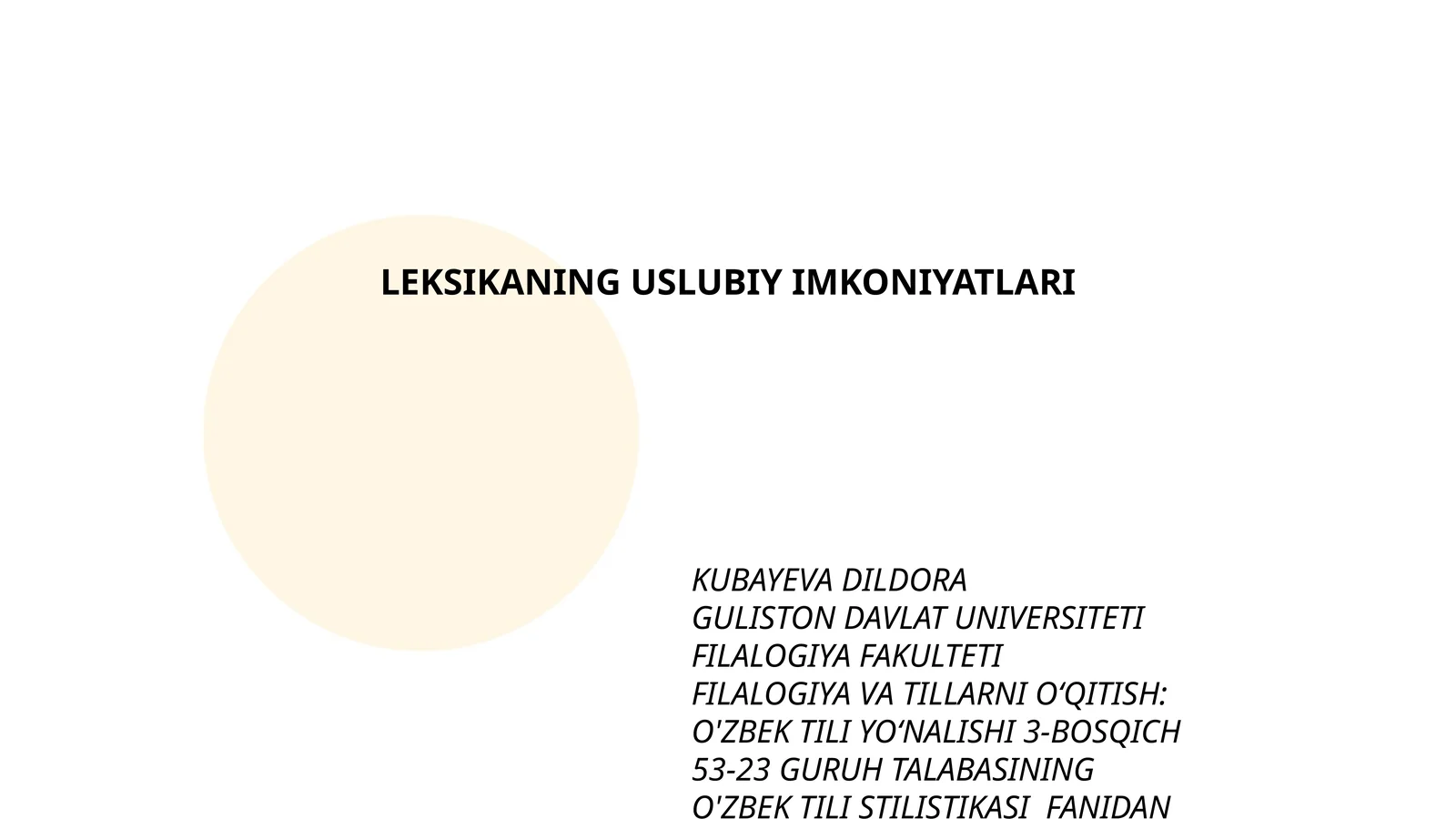 LEKSIKANING USLUBIY IMKONIYATLARI