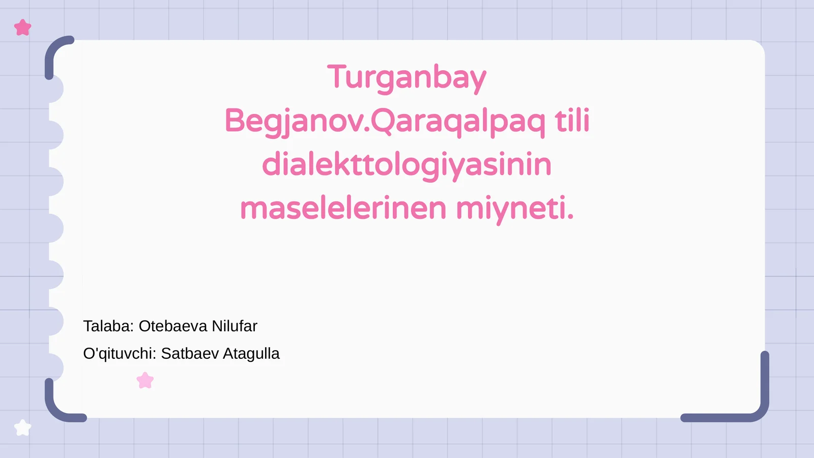 Qaraqalpaq tili dialekttologiyasi