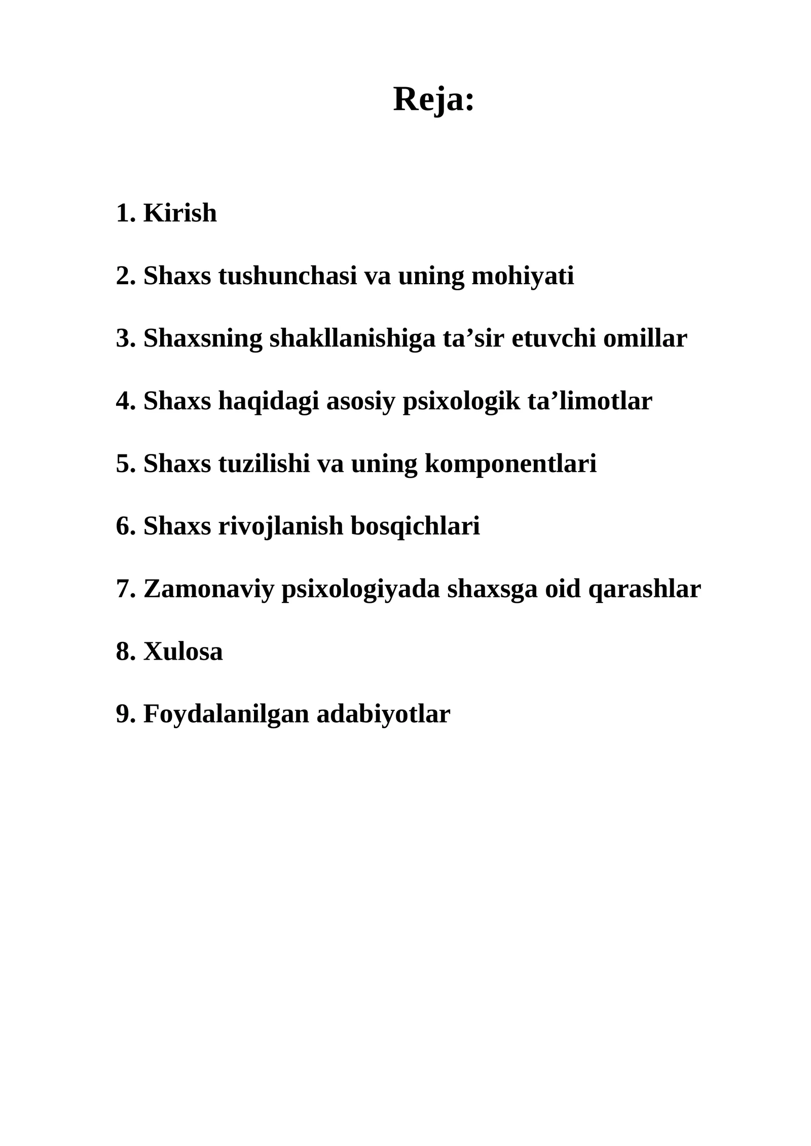 Shaxs tushunchasi va uning mohiyati