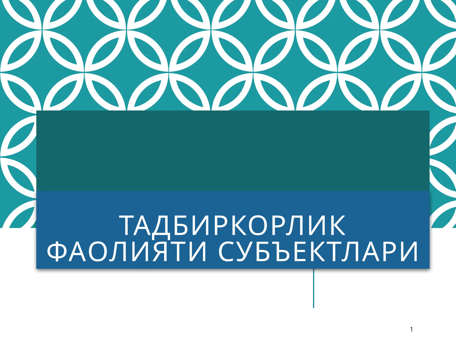 Тадбиркорлик фаолияти субъектлари