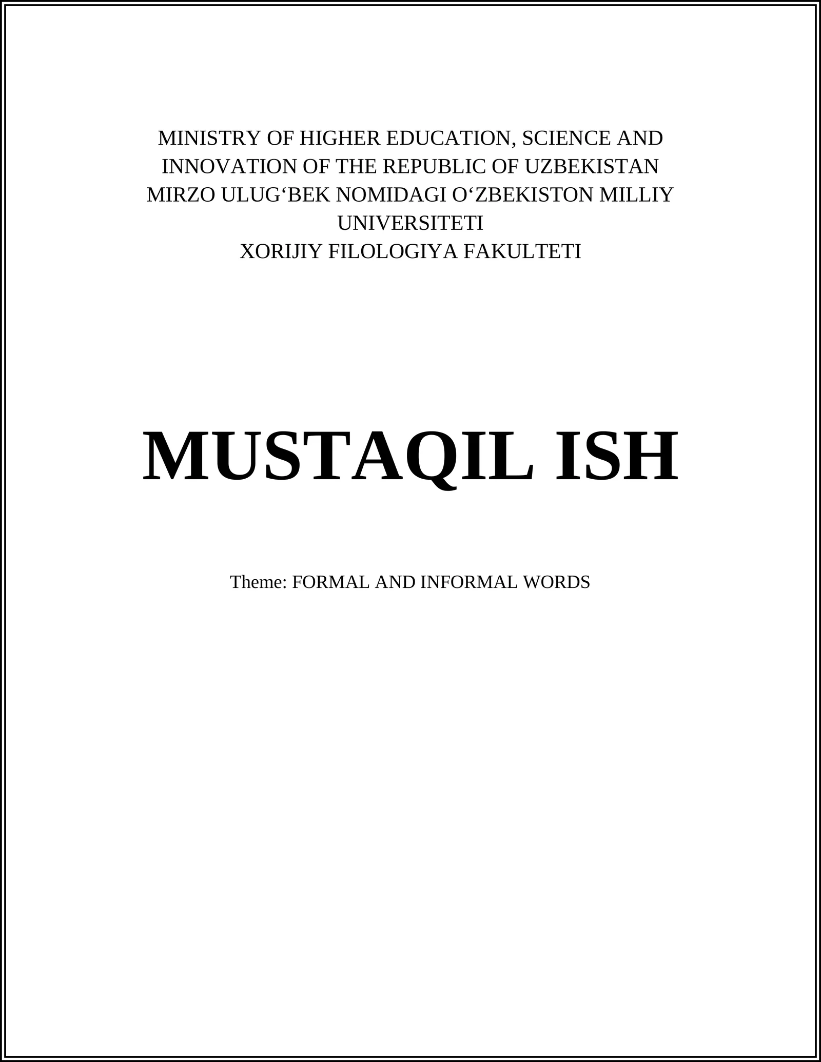 XORIJIY FILOLOGIYA FAKULTETI