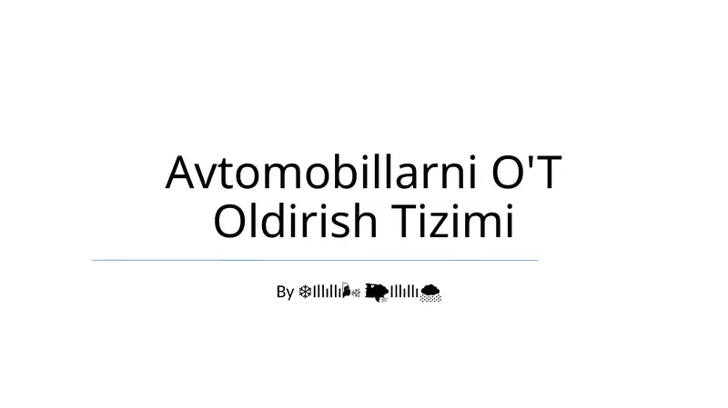 Avtomobillarni O'T Oldirish Tizimi